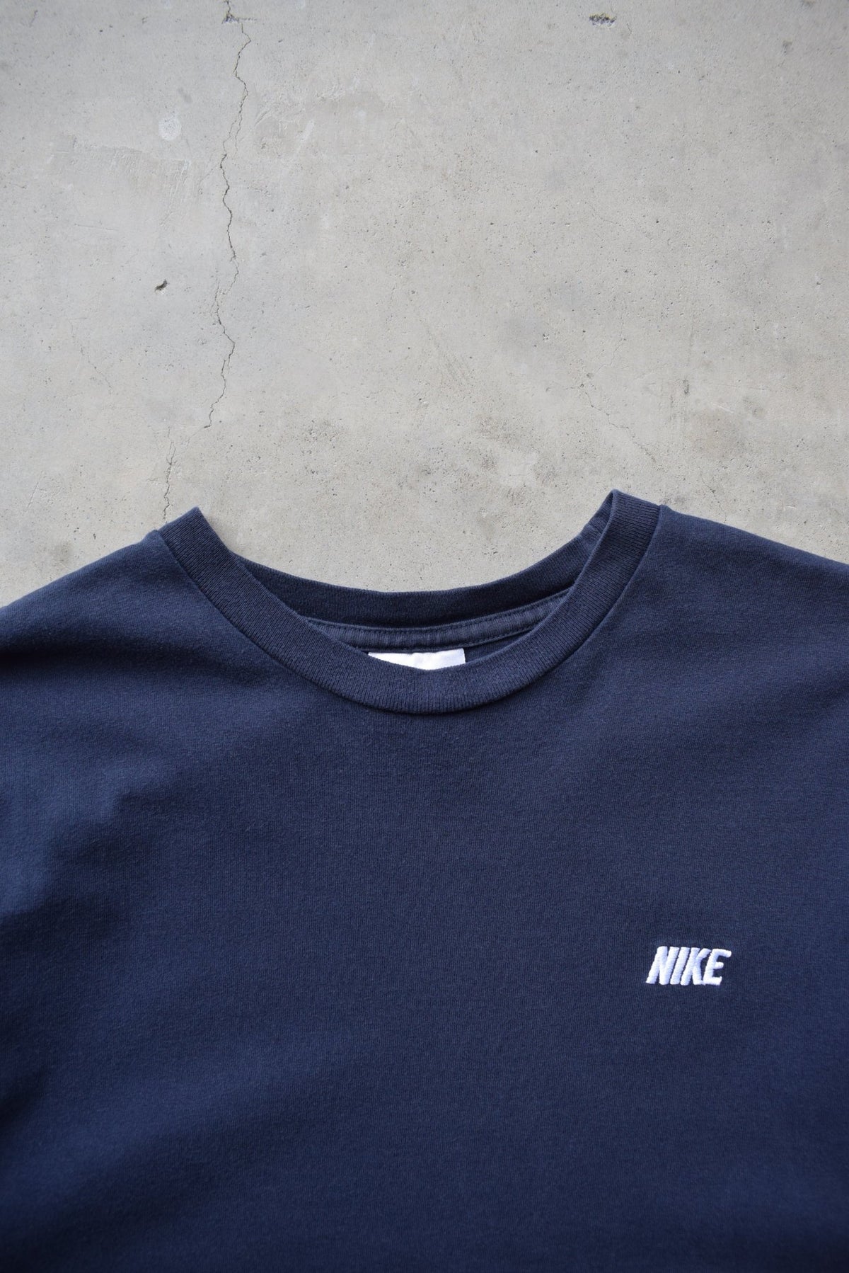 Nike Navy Embroidered Spellout Tee — 1990s (M/L) - Retrospective Store