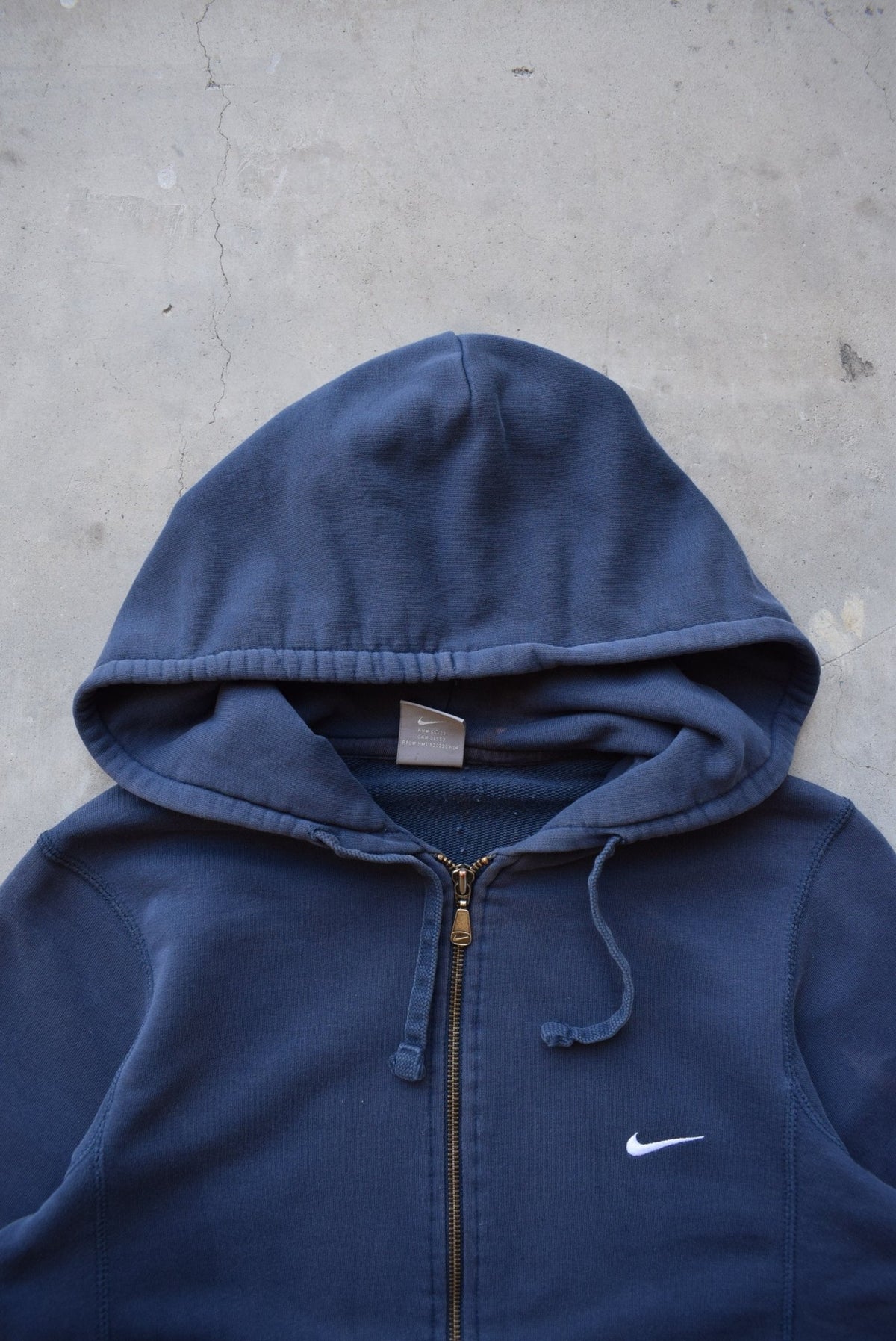 Nike Navy Embroidered Swoosh Full-Zip Hoodie — 2000s (XS) - Retrospective Store