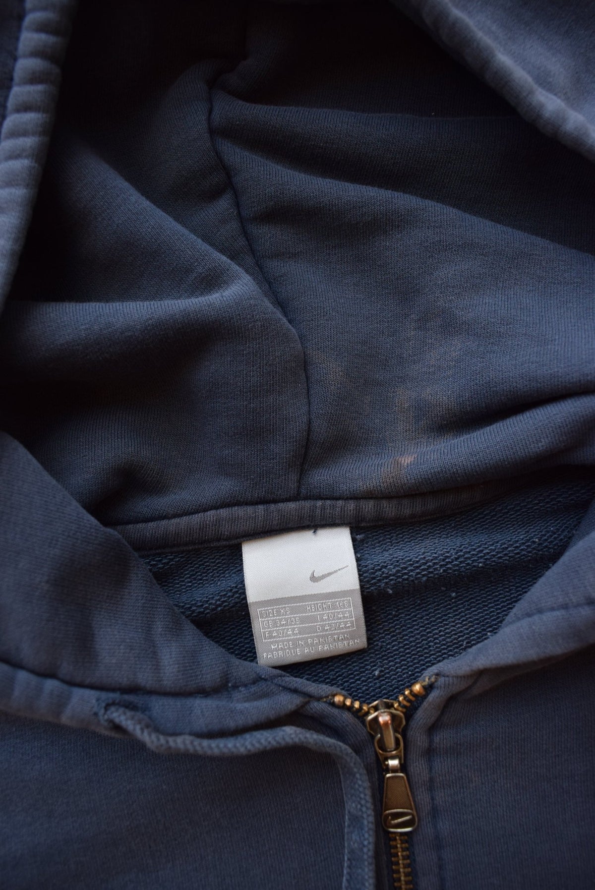 Nike Navy Embroidered Swoosh Full-Zip Hoodie — 2000s (XS) - Retrospective Store