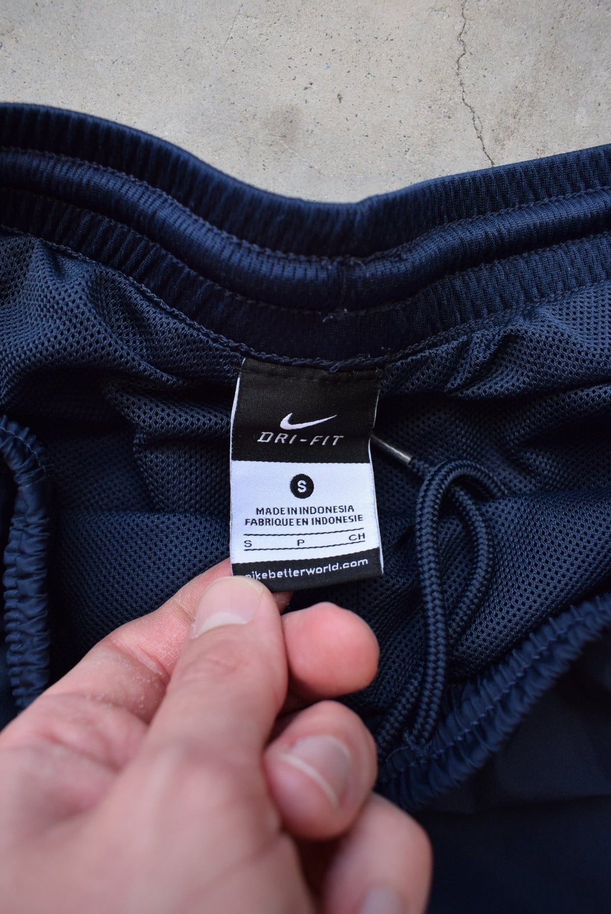 Nike Navy Embroidered Swoosh Track Pants — 2000s (S) - Retrospective Store