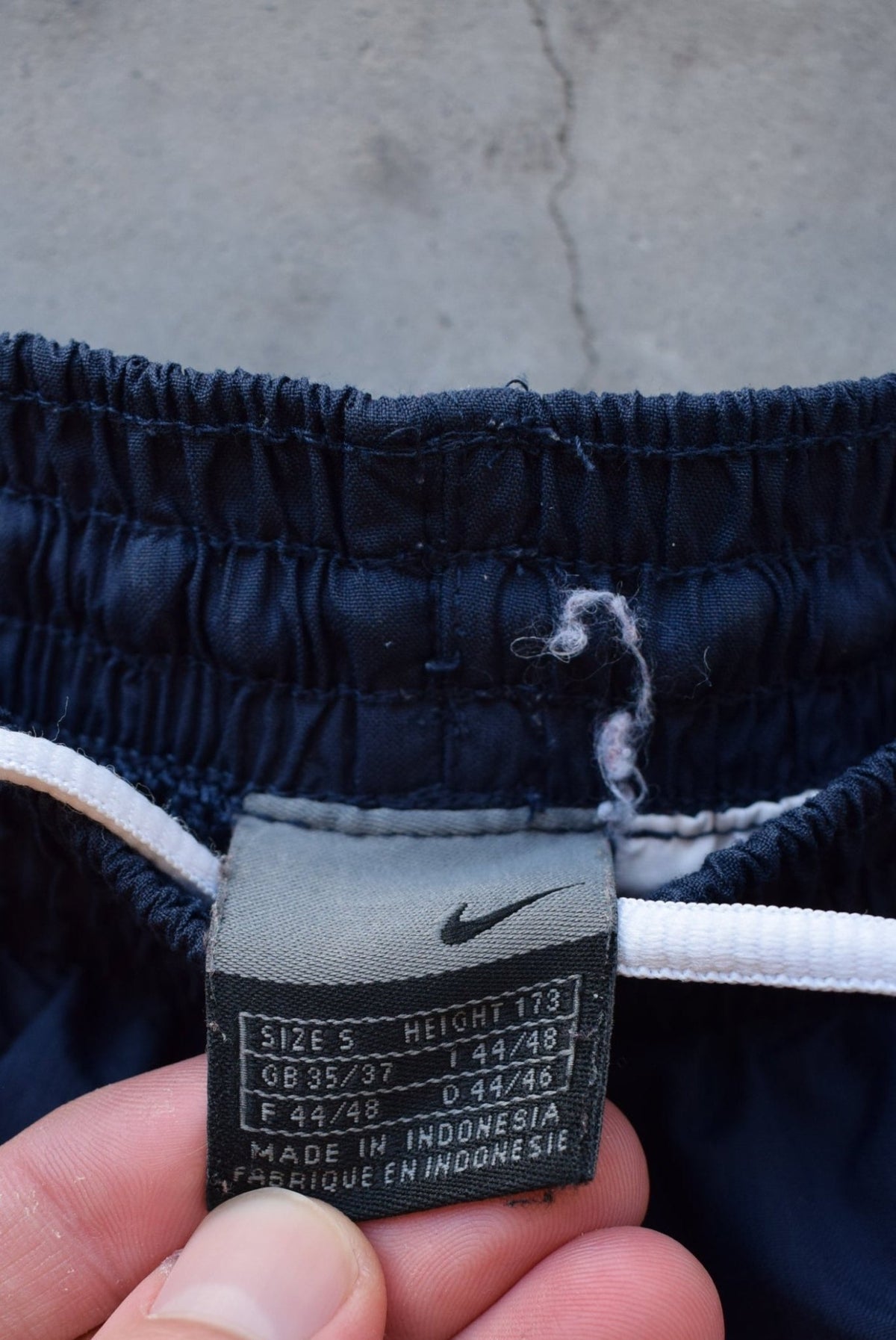 Nike Navy Embroidered Swoosh Track Pants — 2000s (S) - Retrospective Store