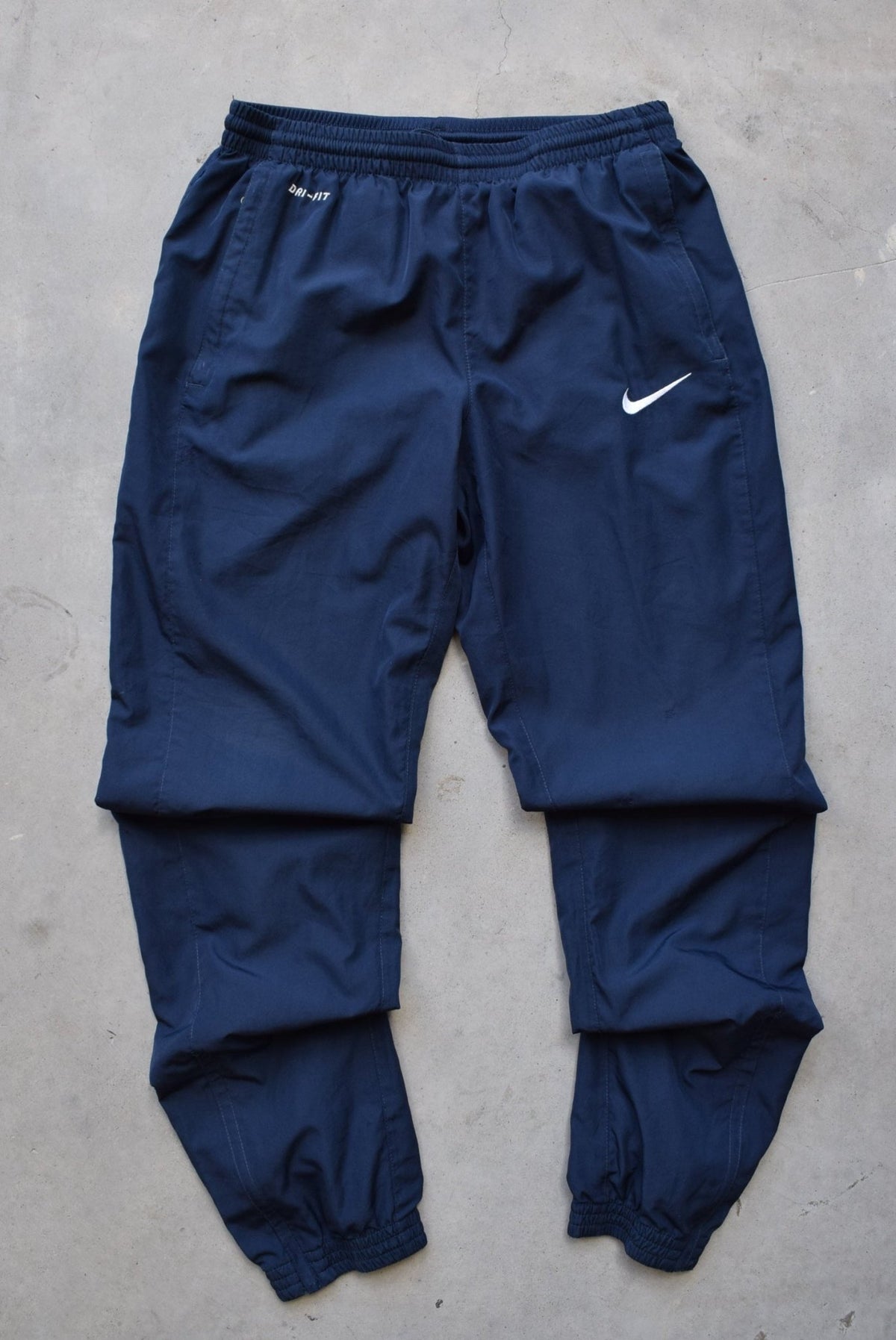 Nike Navy Embroidered Swoosh Track Pants — 2000s (S) - Retrospective Store