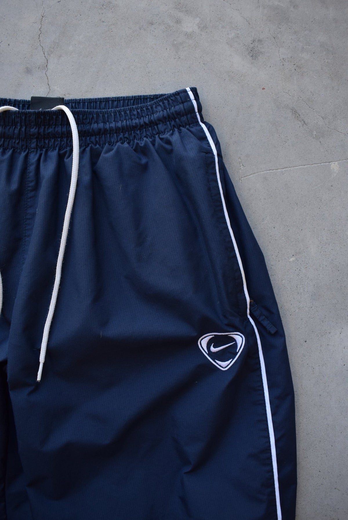 Nike Navy Embroidered Swoosh Track Pants — 2000s (S) - Retrospective Store