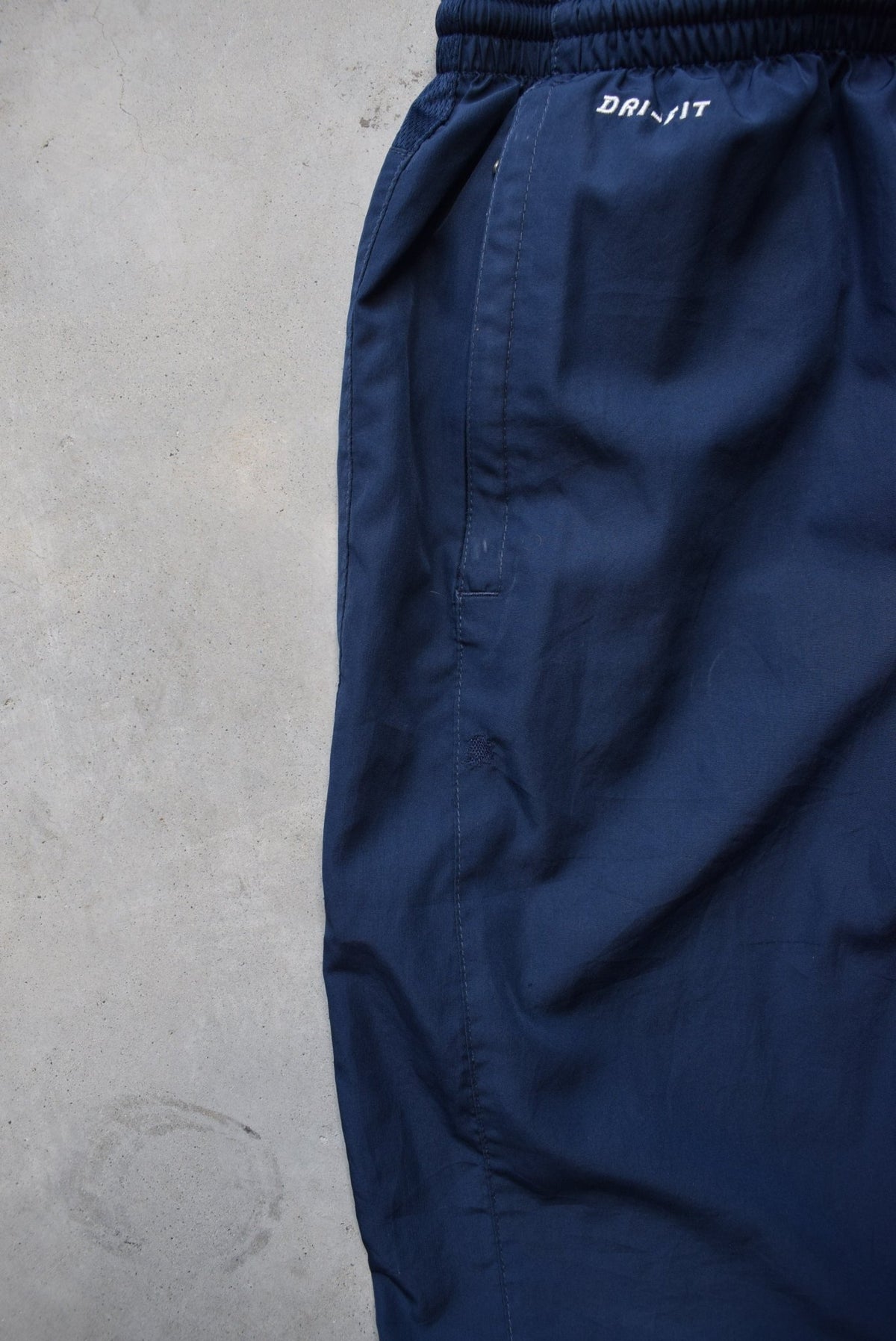 Nike Navy Embroidered Swoosh Track Pants — 2000s (S) - Retrospective Store