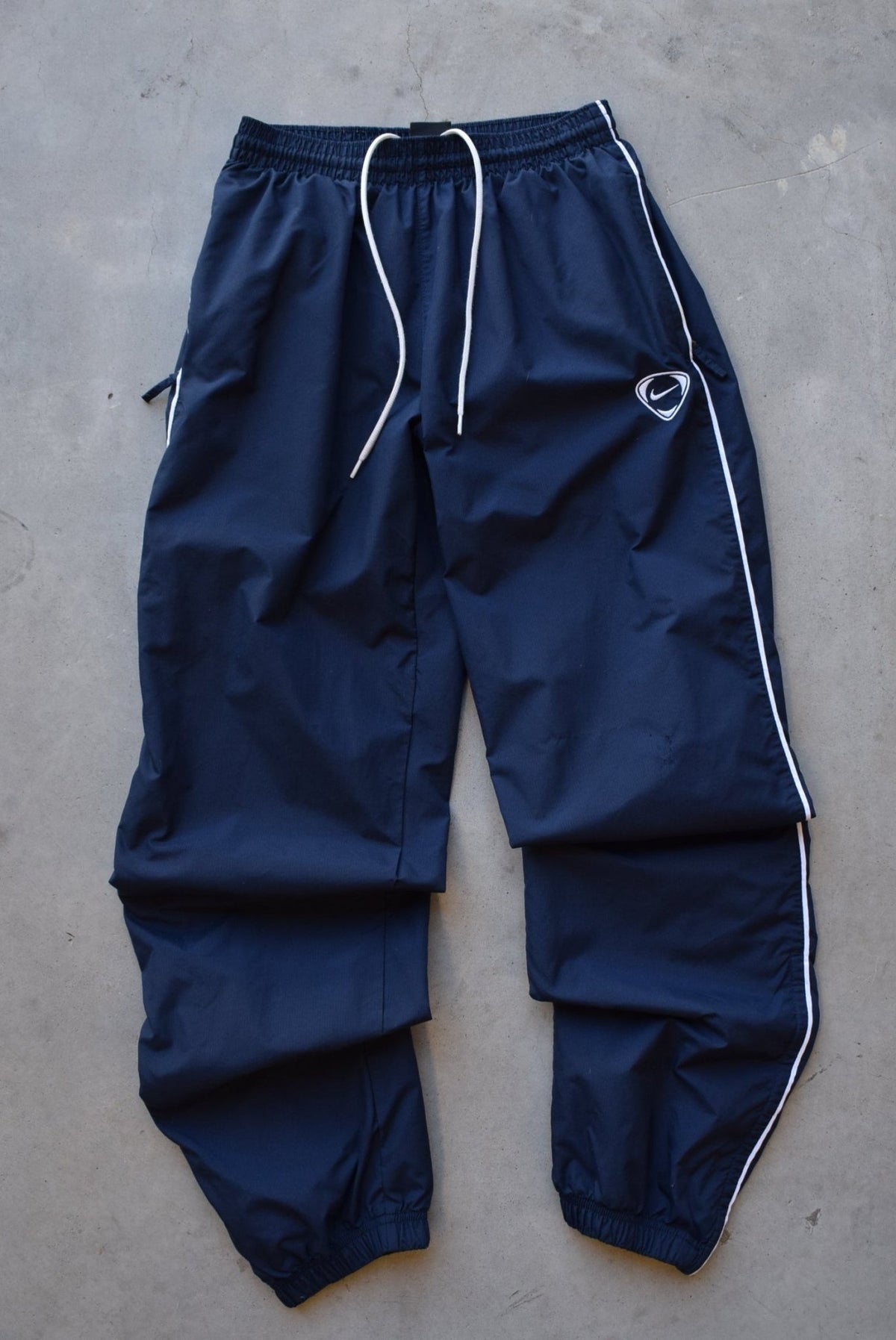 Nike Navy Embroidered Swoosh Track Pants — 2000s (S) - Retrospective Store