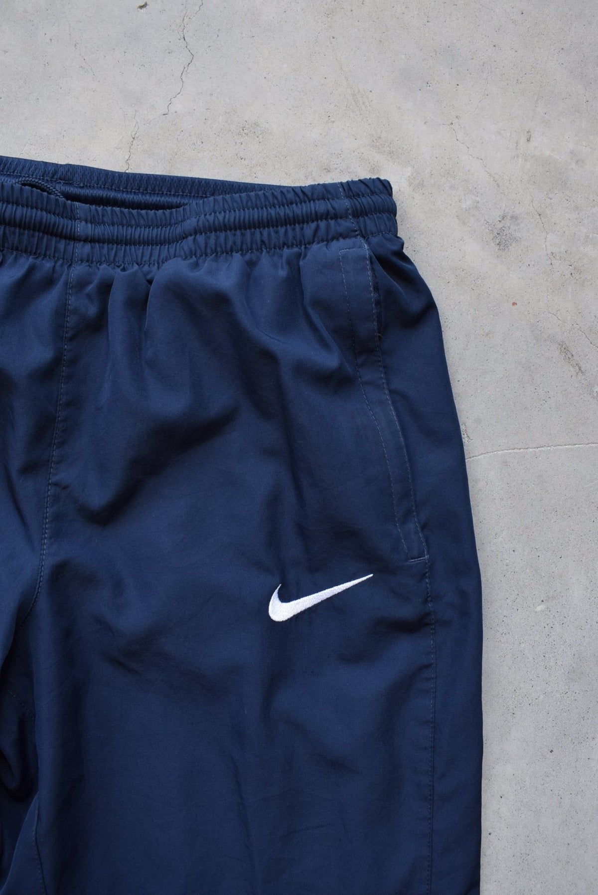 Nike Navy Embroidered Swoosh Track Pants — 2000s (S) - Retrospective Store