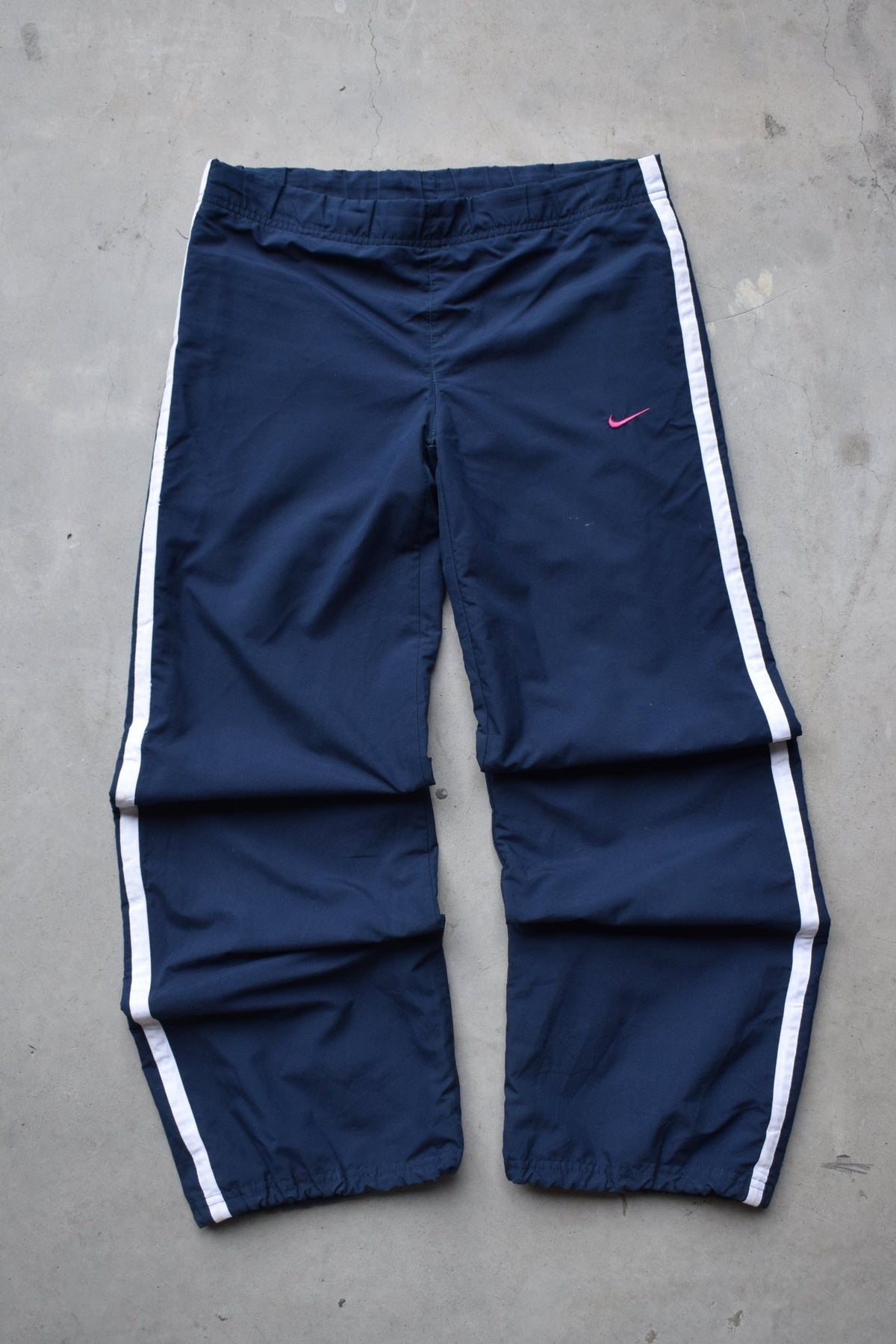 Nike Navy Embroidered Swoosh Track Pants — 2000s (XS/S) - Retrospective Store