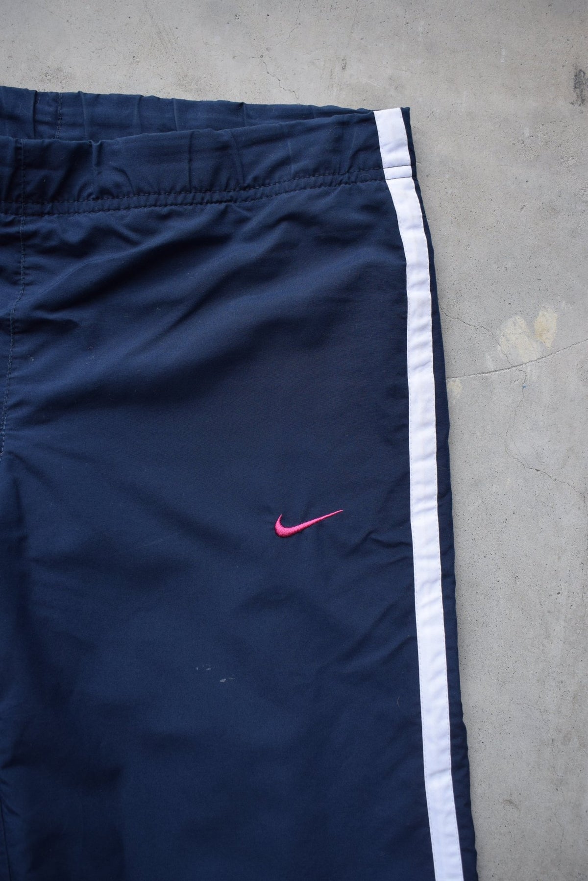 Nike Navy Embroidered Swoosh Track Pants — 2000s (XS/S) - Retrospective Store