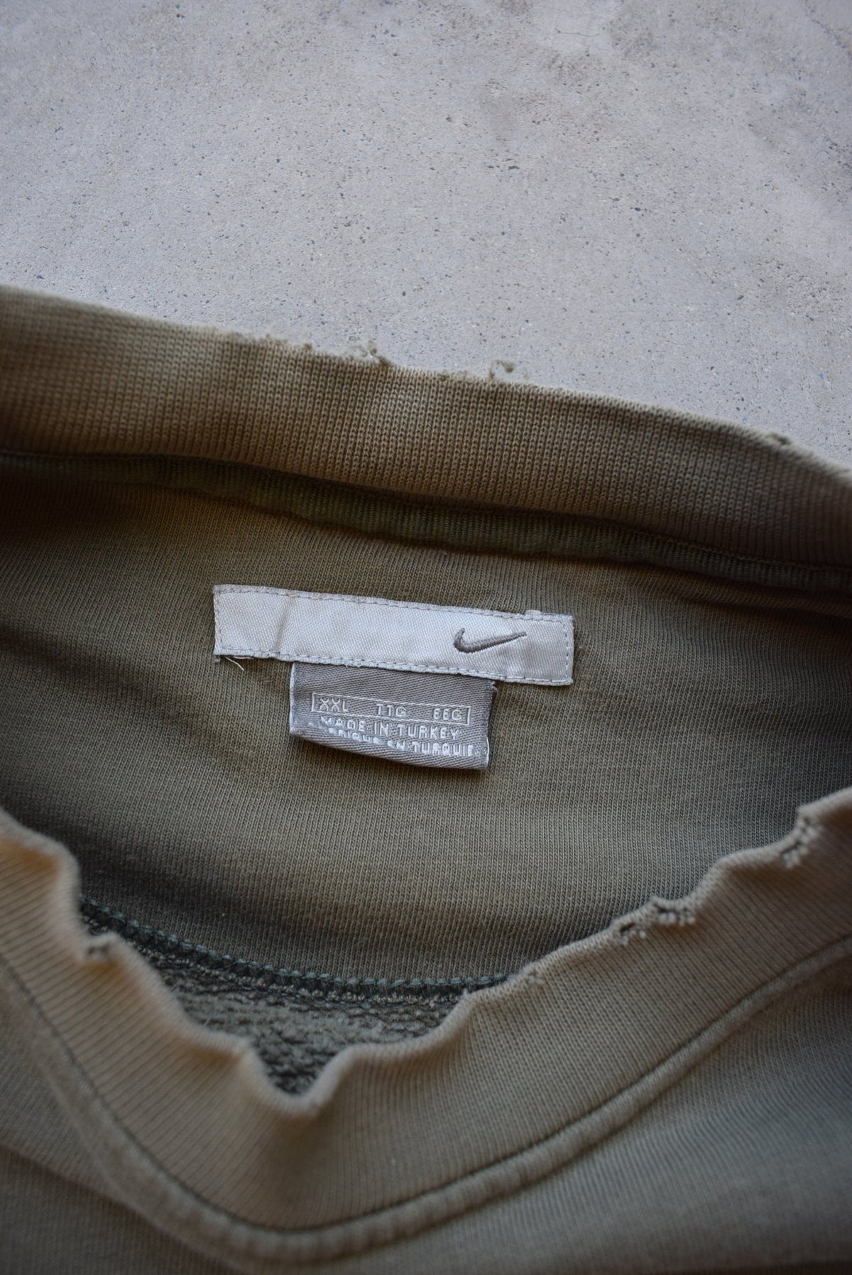 Nike Olive-Green Embroidered Swoosh Crewneck — 2000s (XXL) - Retrospective Store