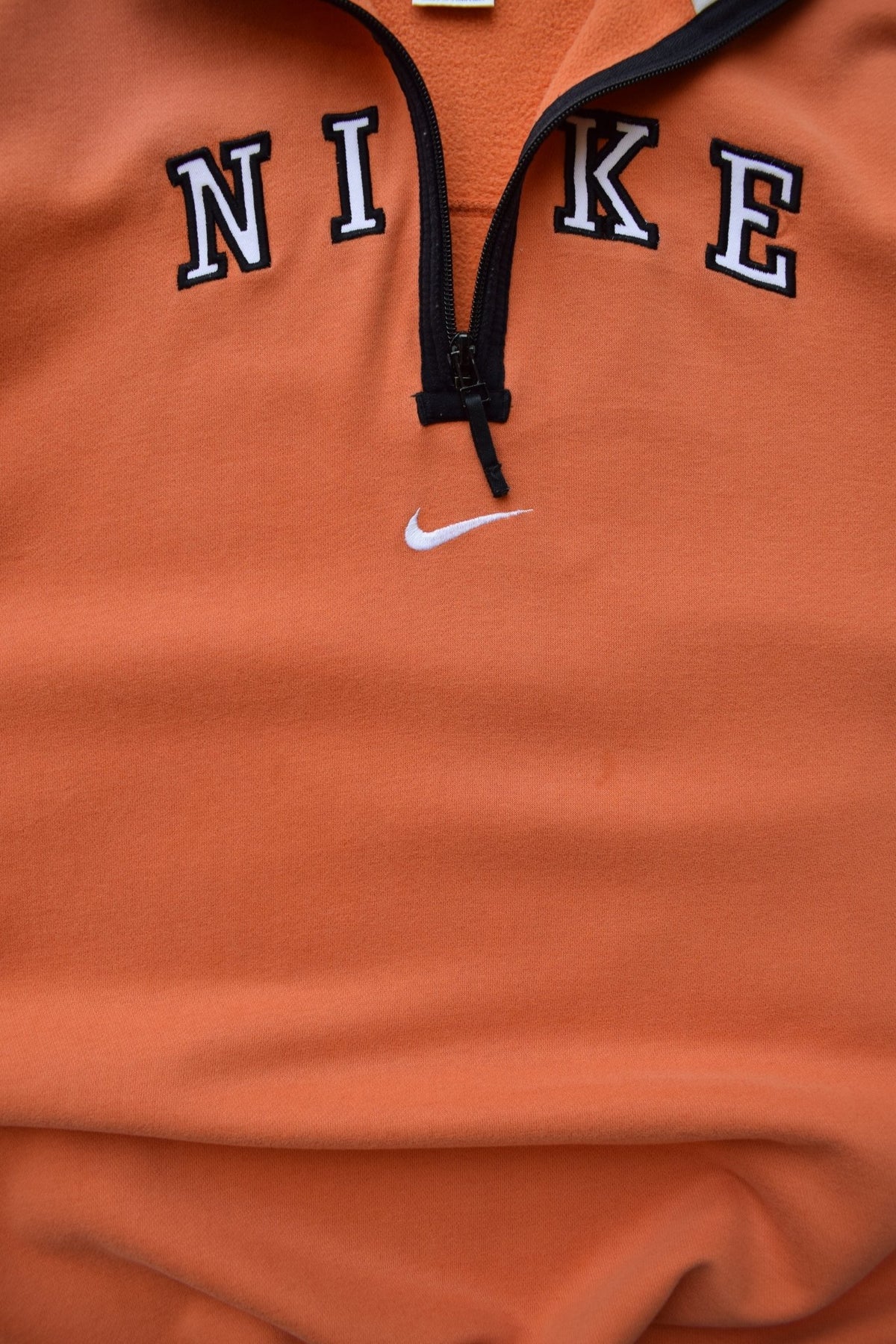 Nike Orange Embroidered Spellout Quarter Zip — 1990s (XXL/3XL) - Retrospective Store