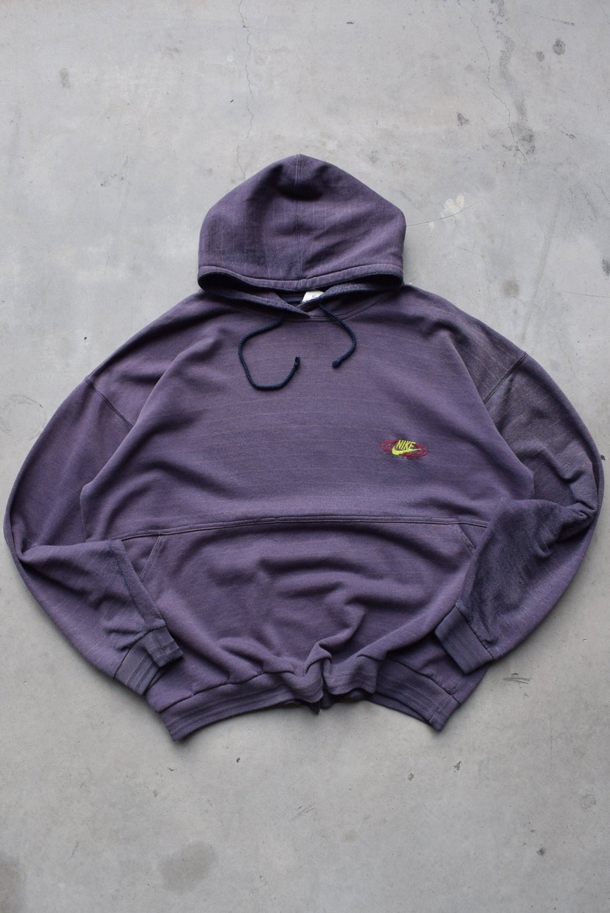 Nike Purple Embroidered Spellout Hoodie — 1990s (XL) - Retrospective Store
