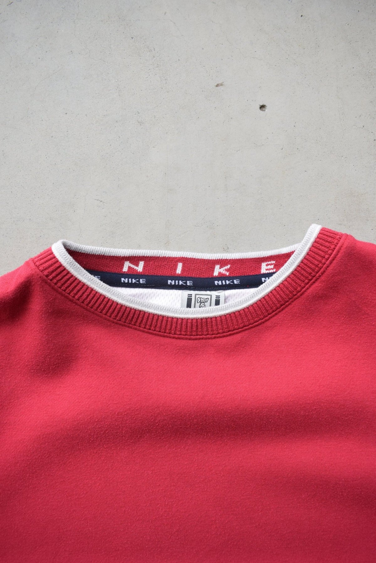 Nike Red Embroidered Spellout Crewneck — 1990s (S) - Retrospective Store