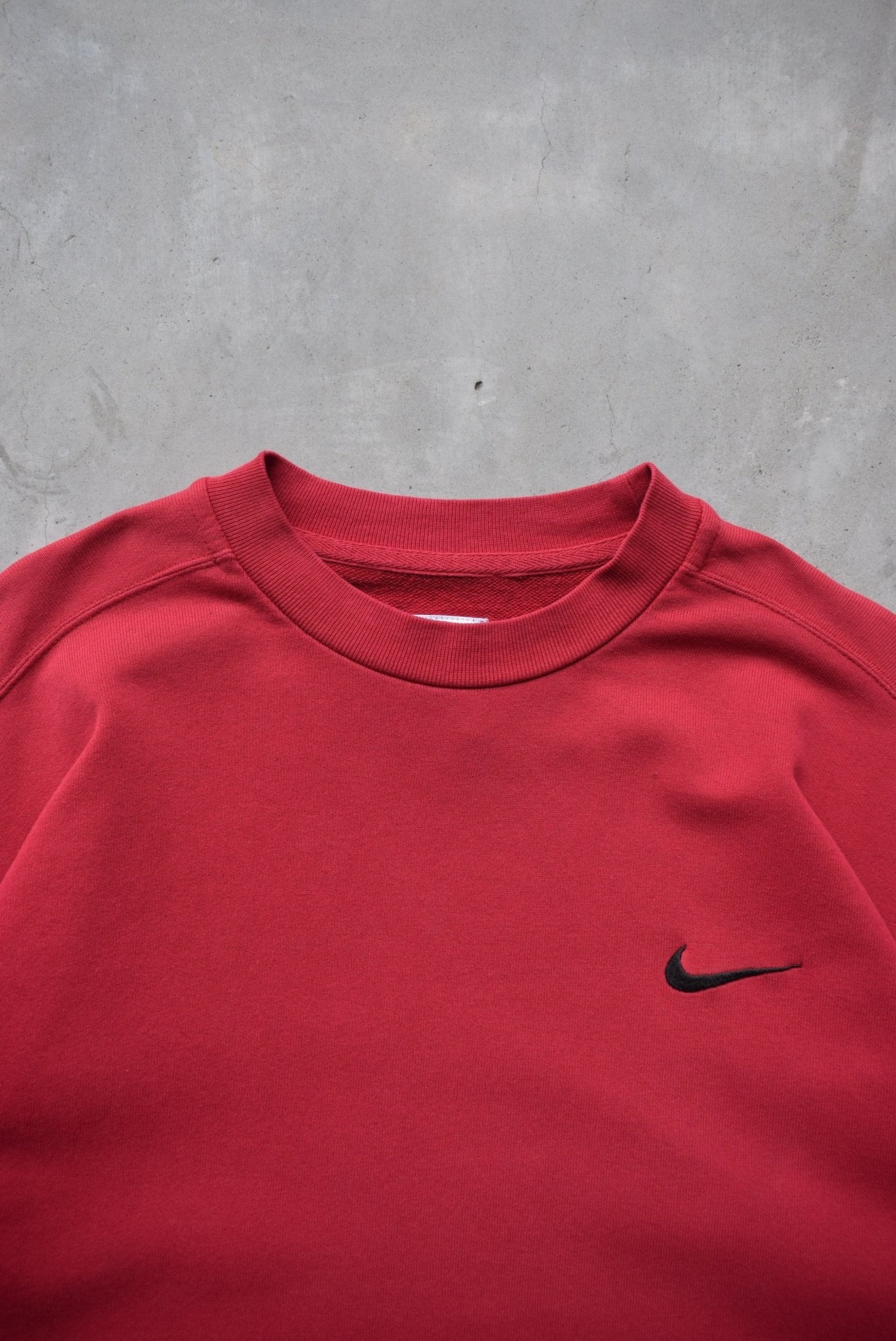 Nike Red Embroidered Swoosh Crewneck — 1990s (L) - Retrospective Store