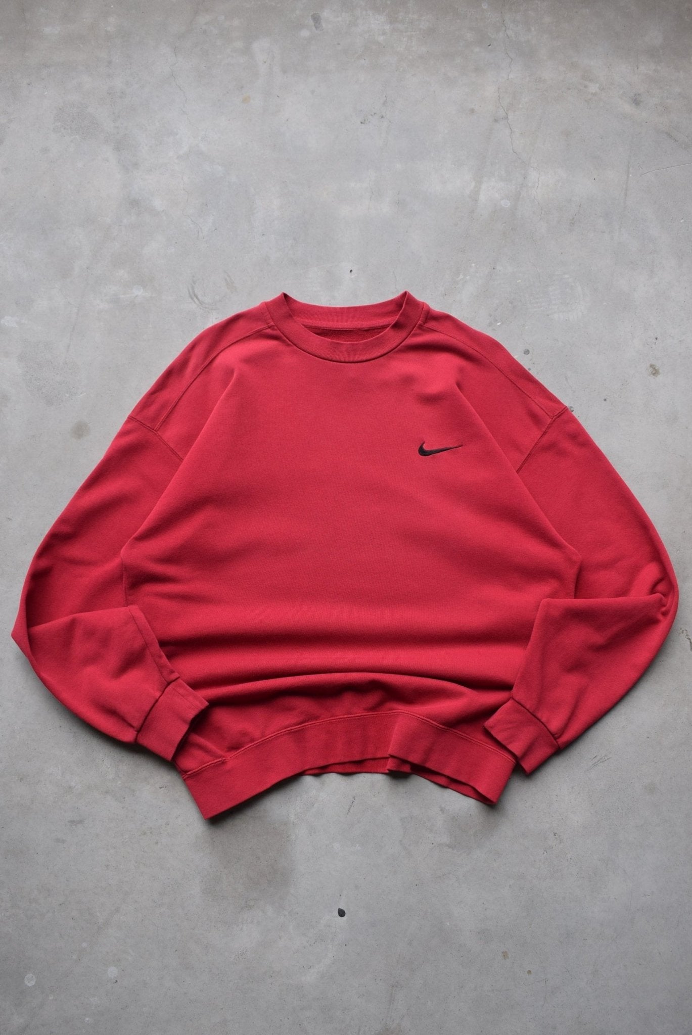 Nike Red Embroidered Swoosh Crewneck — 1990s (L) - Retrospective Store