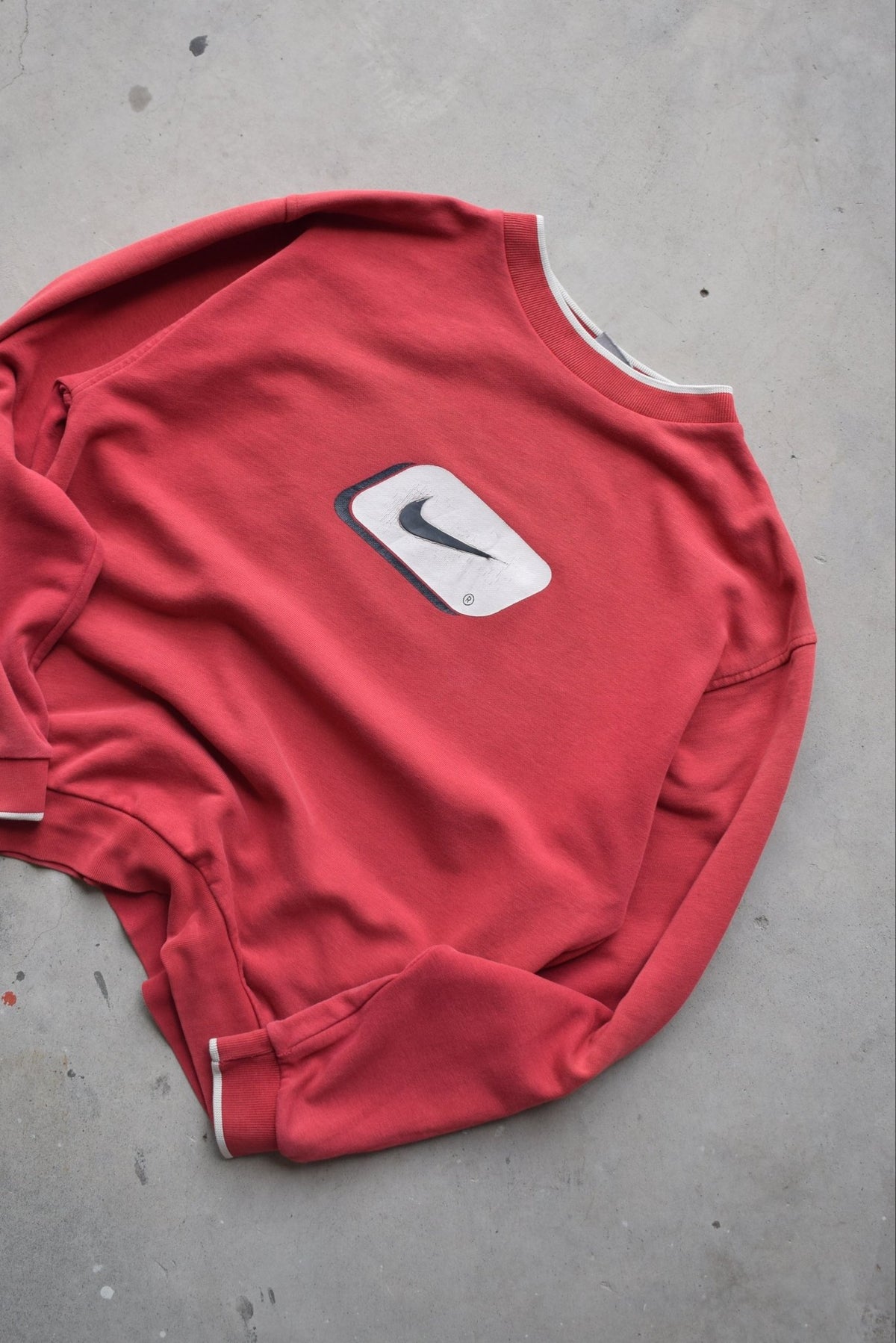 Nike Red Graphic Swoosh Crewneck — 2000s (S) - Retrospective Store