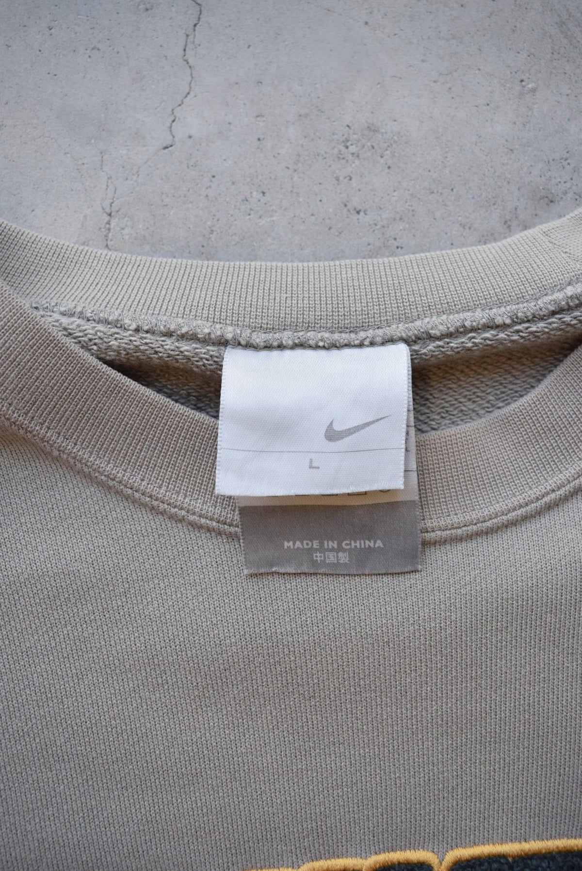 Nike Tan Embroidered Spellout Crewneck — 2000s (M/L) - Retrospective Store