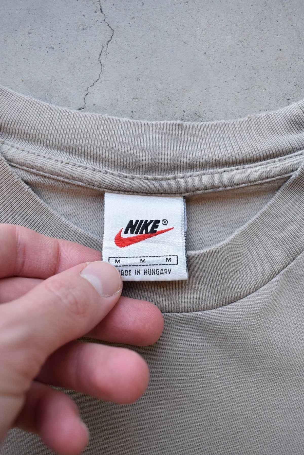Nike Tan Swoosh Tee — 1990s (M) - Retrospective Store