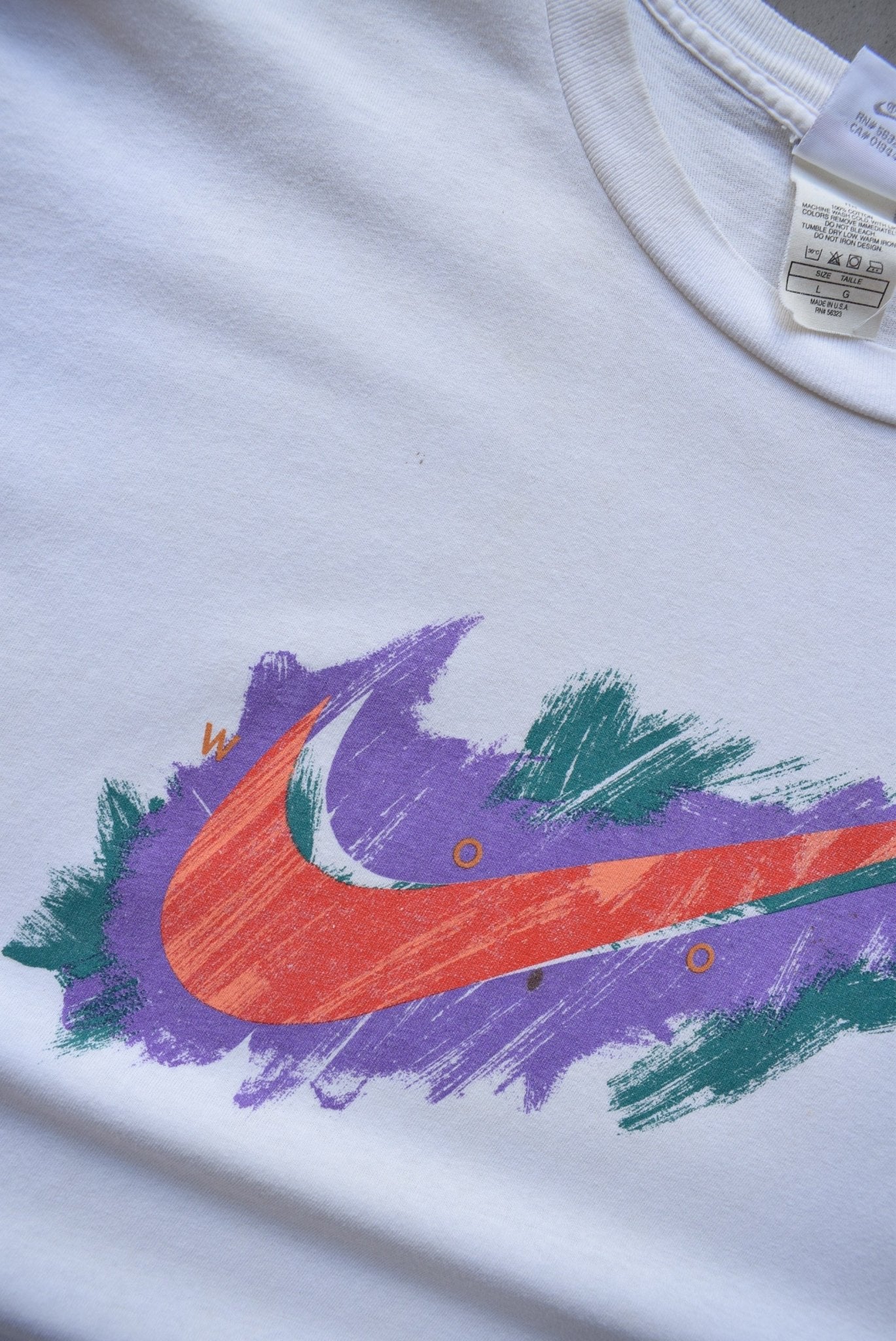 Nike White Swoosh Tee — 1990s (L) - Retrospective Store