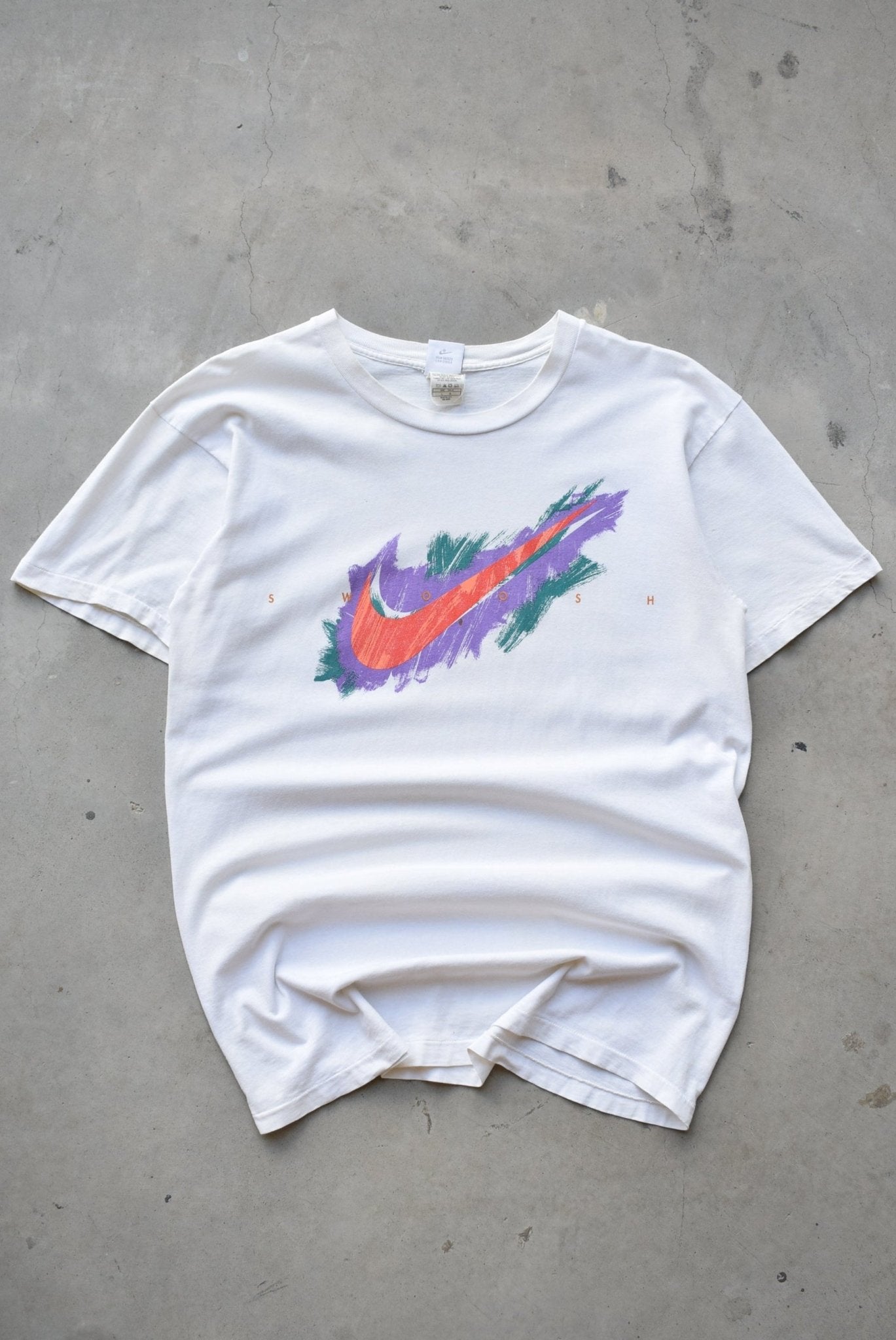 Nike White Swoosh Tee — 1990s (L) - Retrospective Store