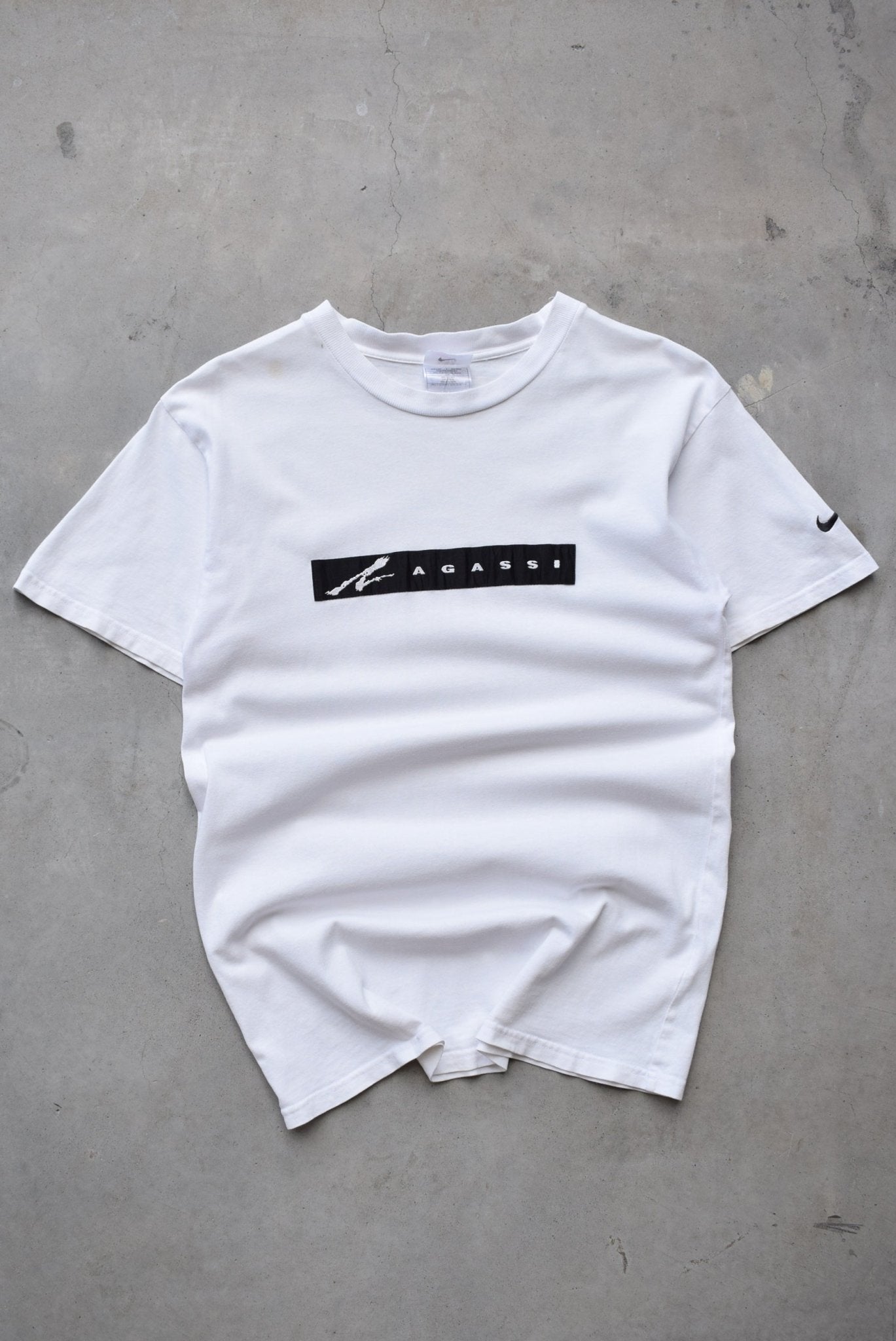 Nike x Andre Agassi White Spellout Tee — 1990s (S) - Retrospective Store