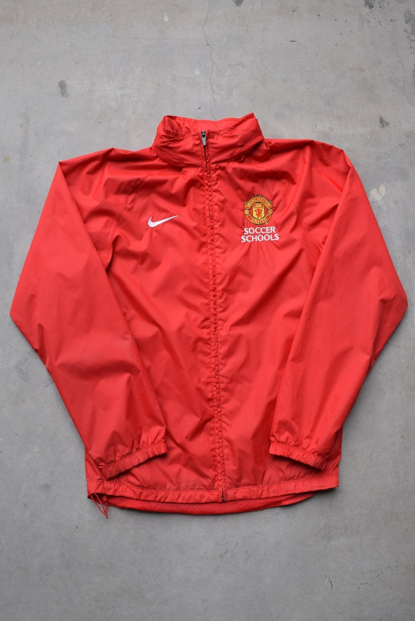 Nike x Manchester FC Soccer School Red Embroidered Jacket — 2000s (S/M) - Retrospective Store