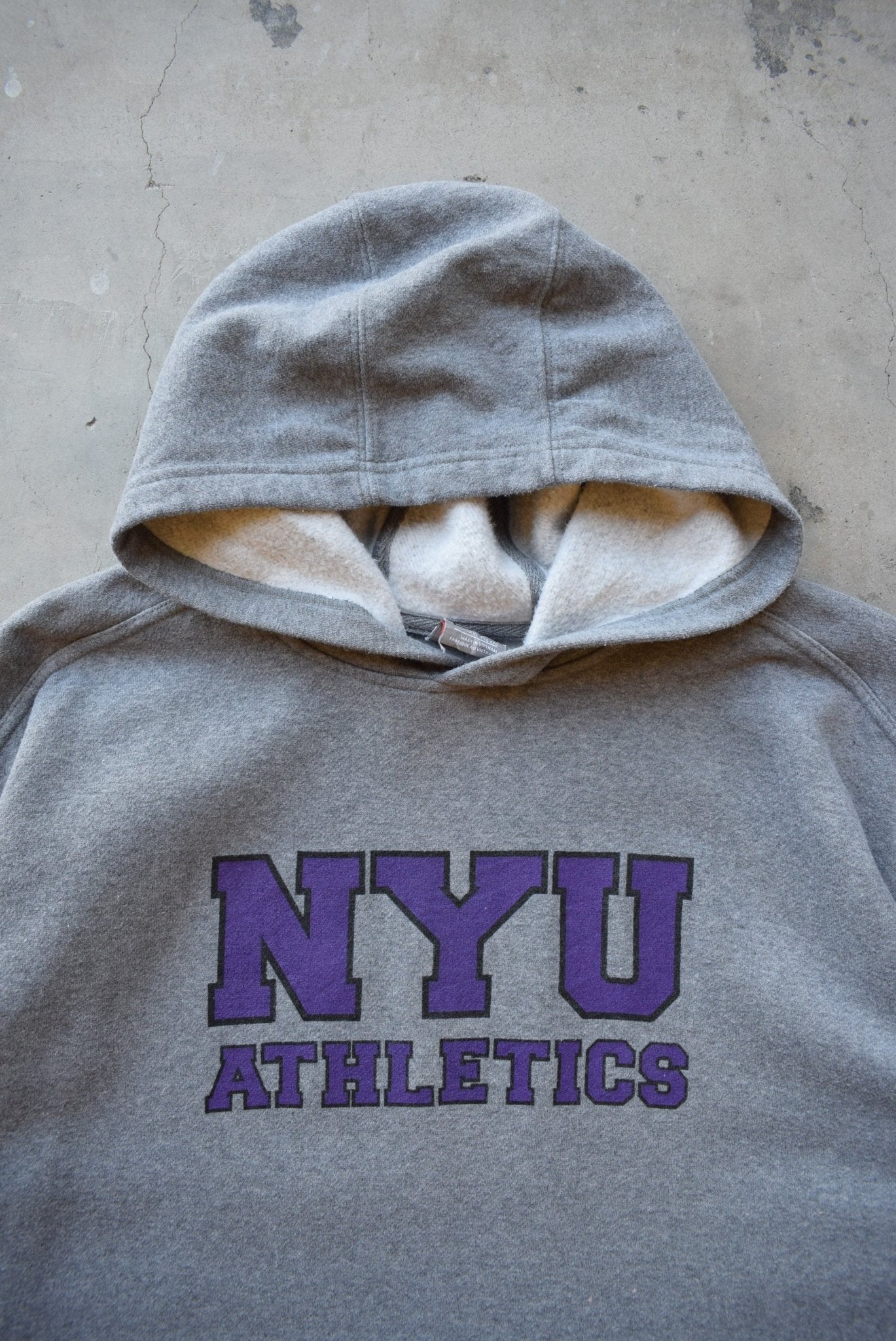 Nike x NYU Athletics Grey Embroidered Hoodie — 2000s (XXL) - Retrospective Store