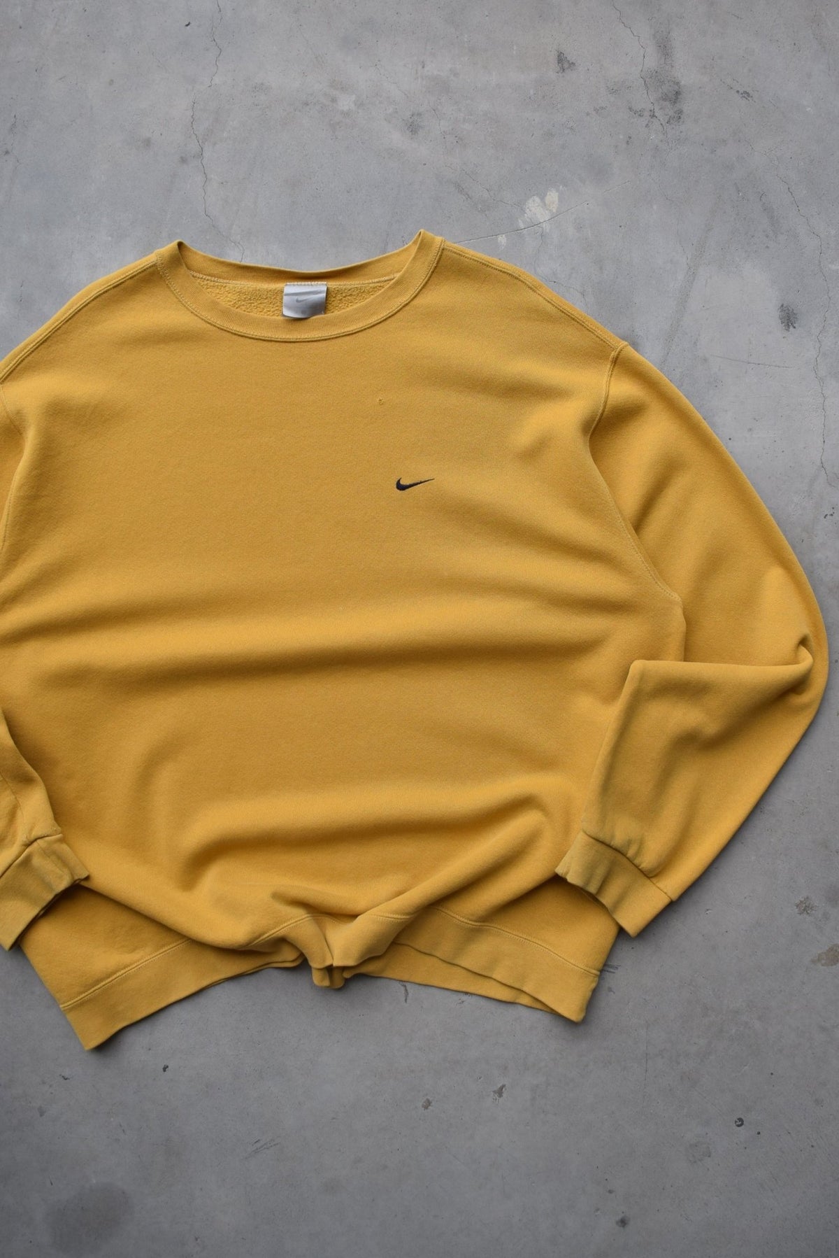 Nike Yellow Embroidered Swoosh Crewneck — 2000s (XXL) - Retrospective Store