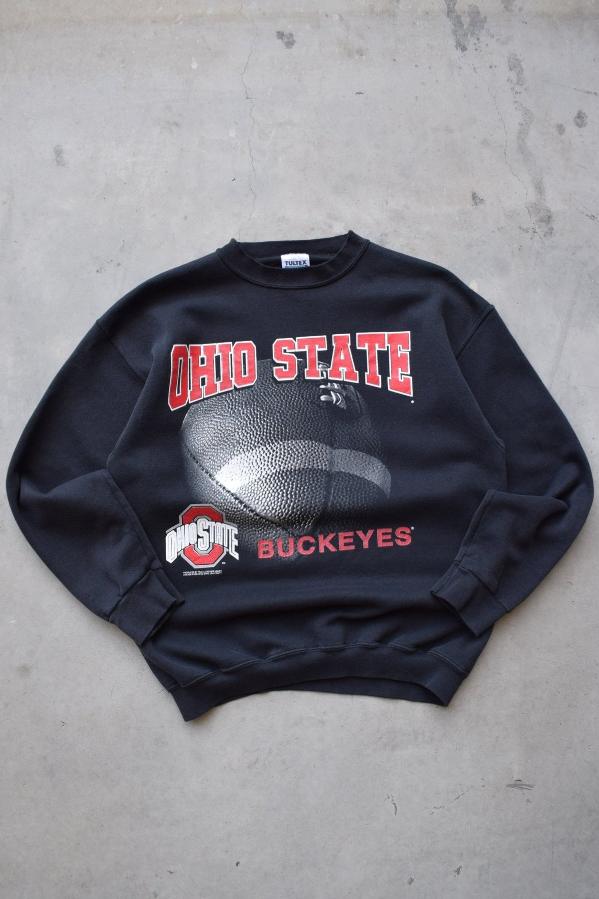 Ohio State University Football Black Graphic Crewneck — 1990s (L) - Retrospective Store