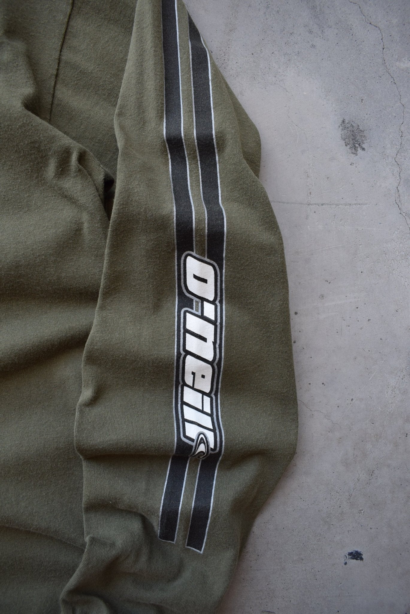 O'Neill USA Surfwear Green Long Sleeve Spellout Tee — 1990s (L) - Retrospective Store