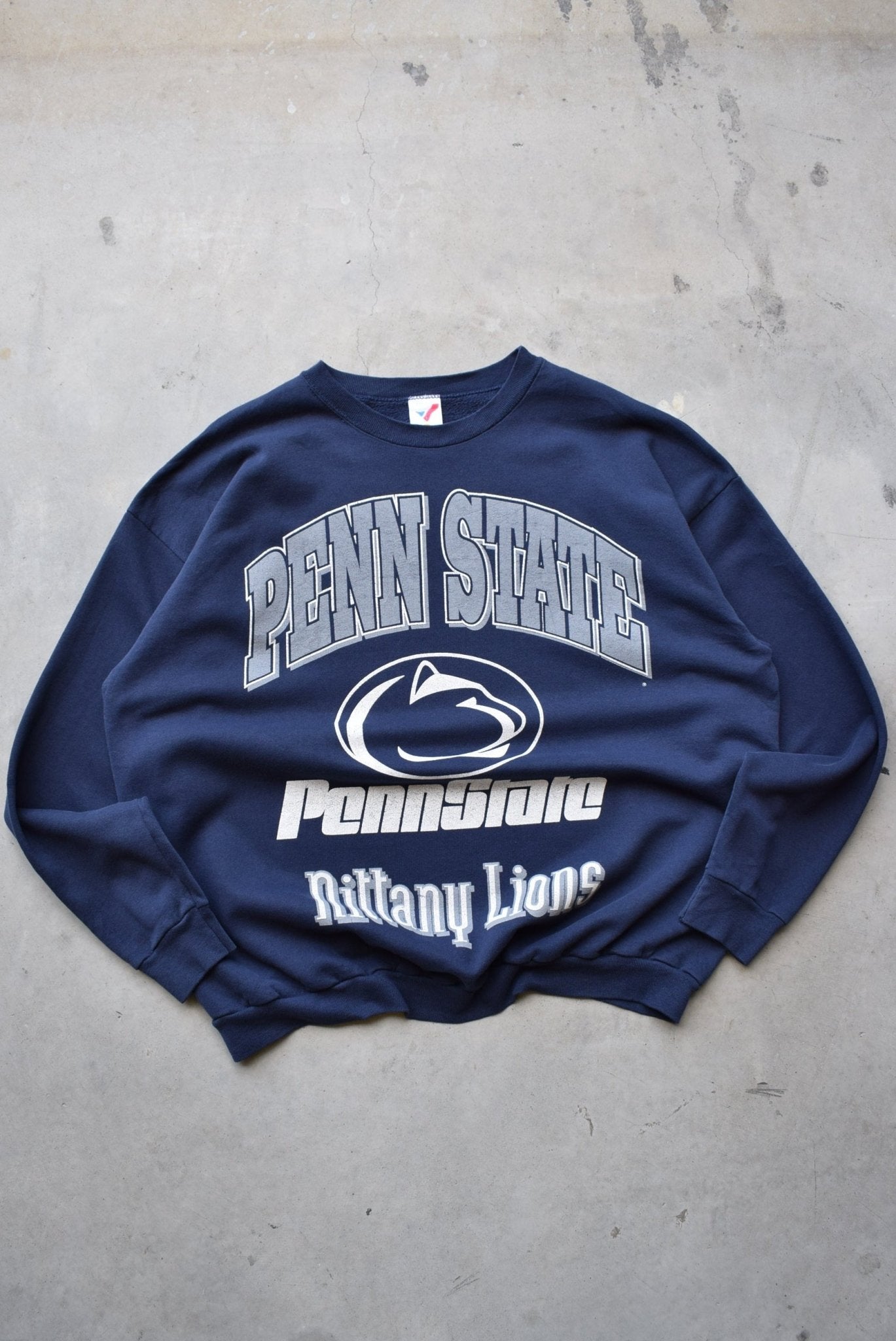 Penn State University Navy Graphic Crewneck — 1990s (XXL) - Retrospective Store
