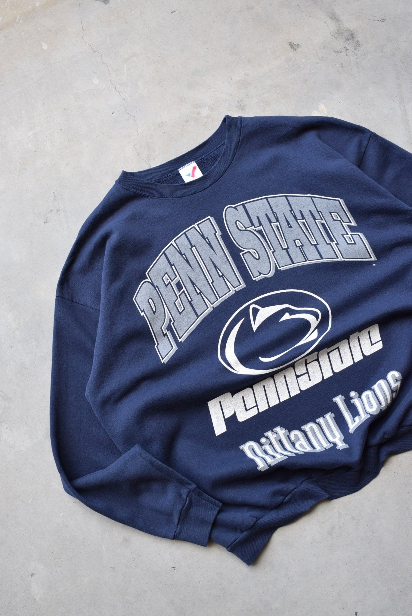 Penn State University Navy Graphic Crewneck — 1990s (XXL) - Retrospective Store