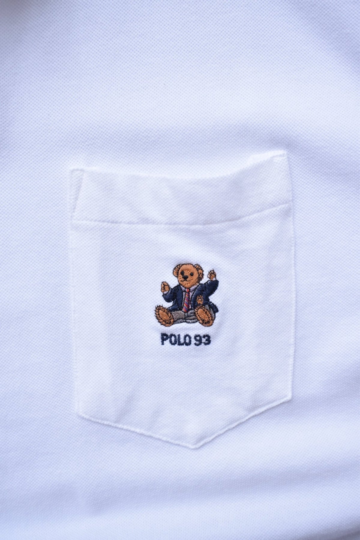 Polo Bear Ralph Lauren White Embroidered Polo — 1990s (L) - Retrospective Store