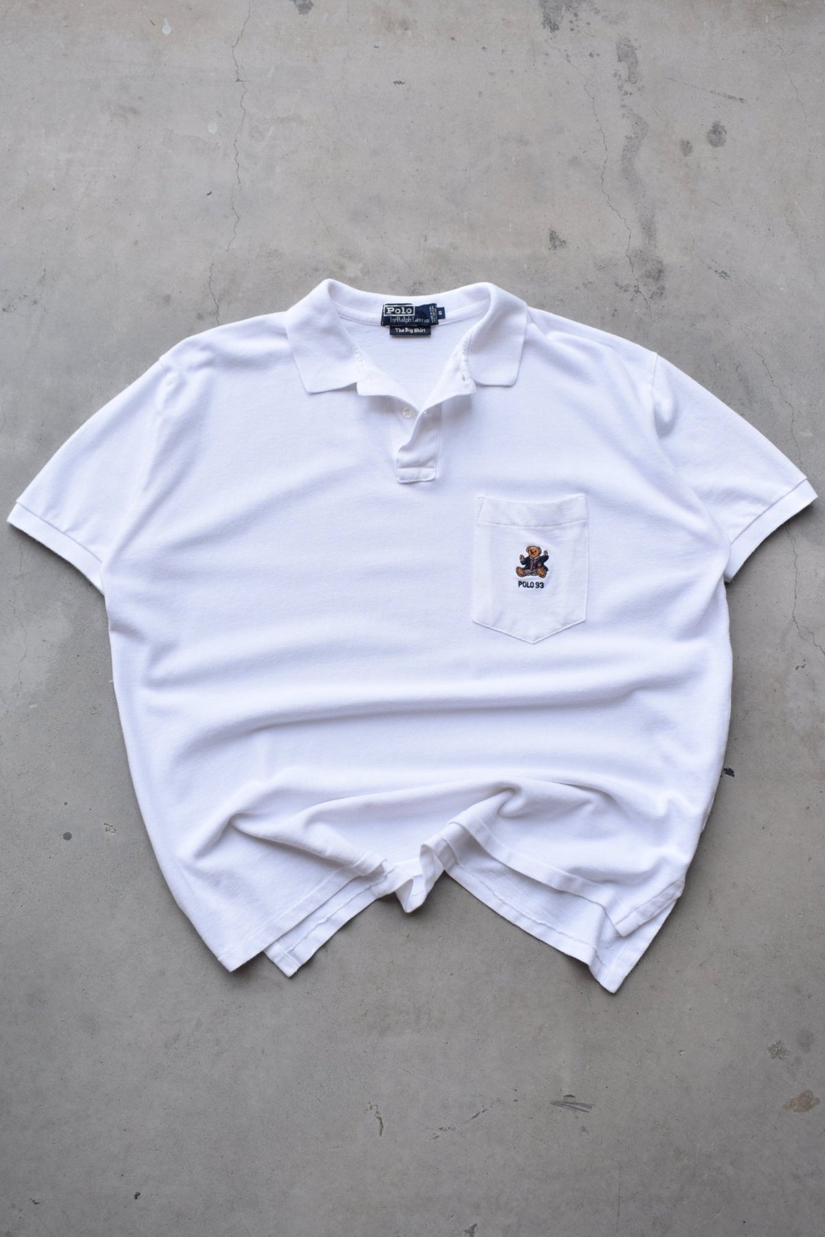 Polo Bear Ralph Lauren White Embroidered Polo — 1990s (L) - Retrospective Store
