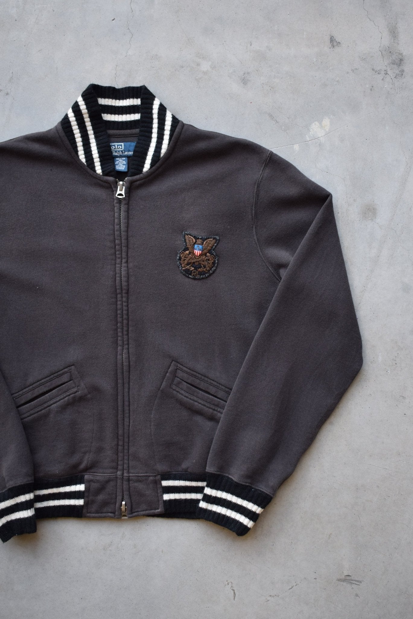 Polo Ralph Lauren Black Embroidered Jacket — 1990s (M) - Retrospective Store