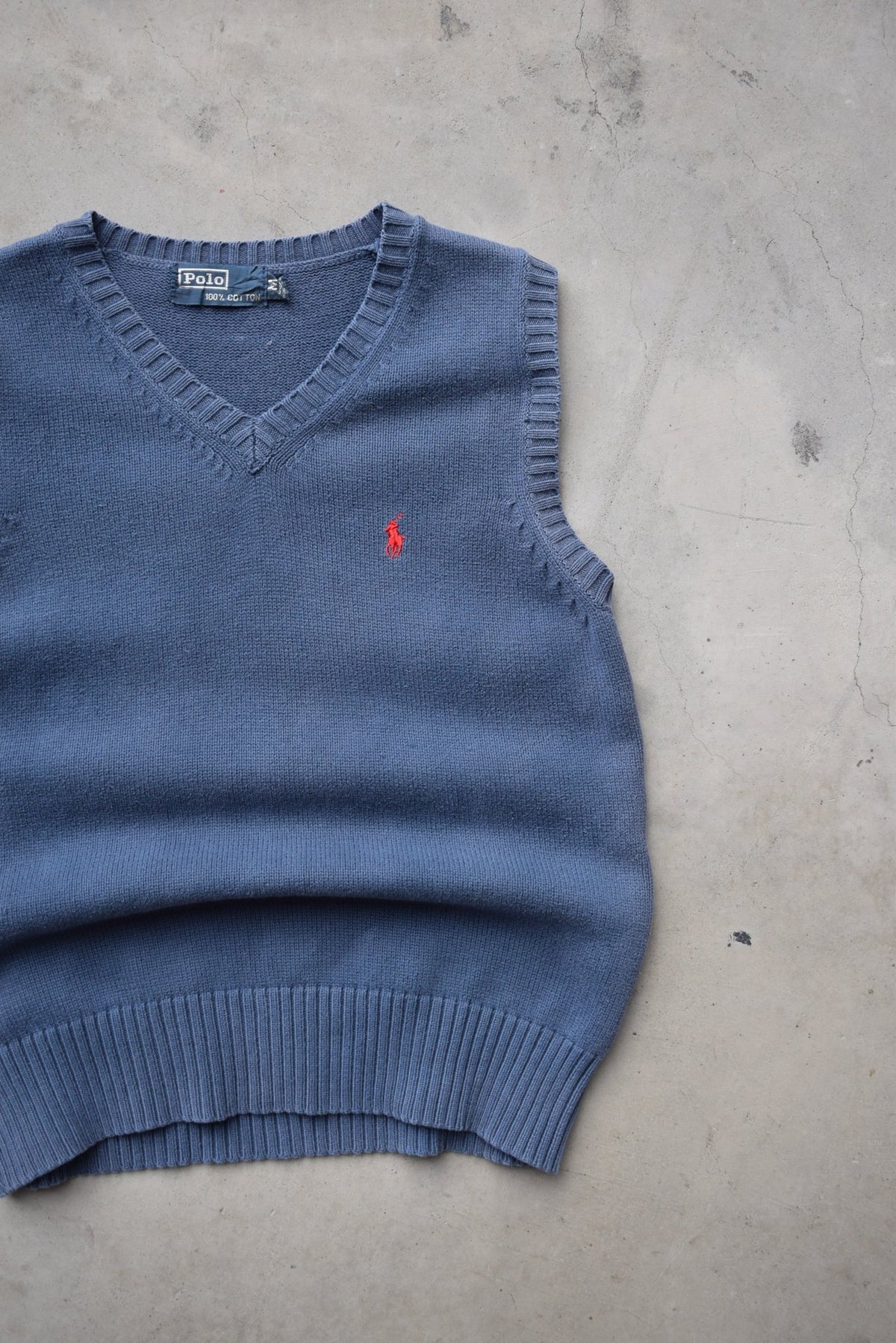 Polo Ralph Lauren Blue Embroidered Logo Knitted Vest — 1990s (S) - Retrospective Store