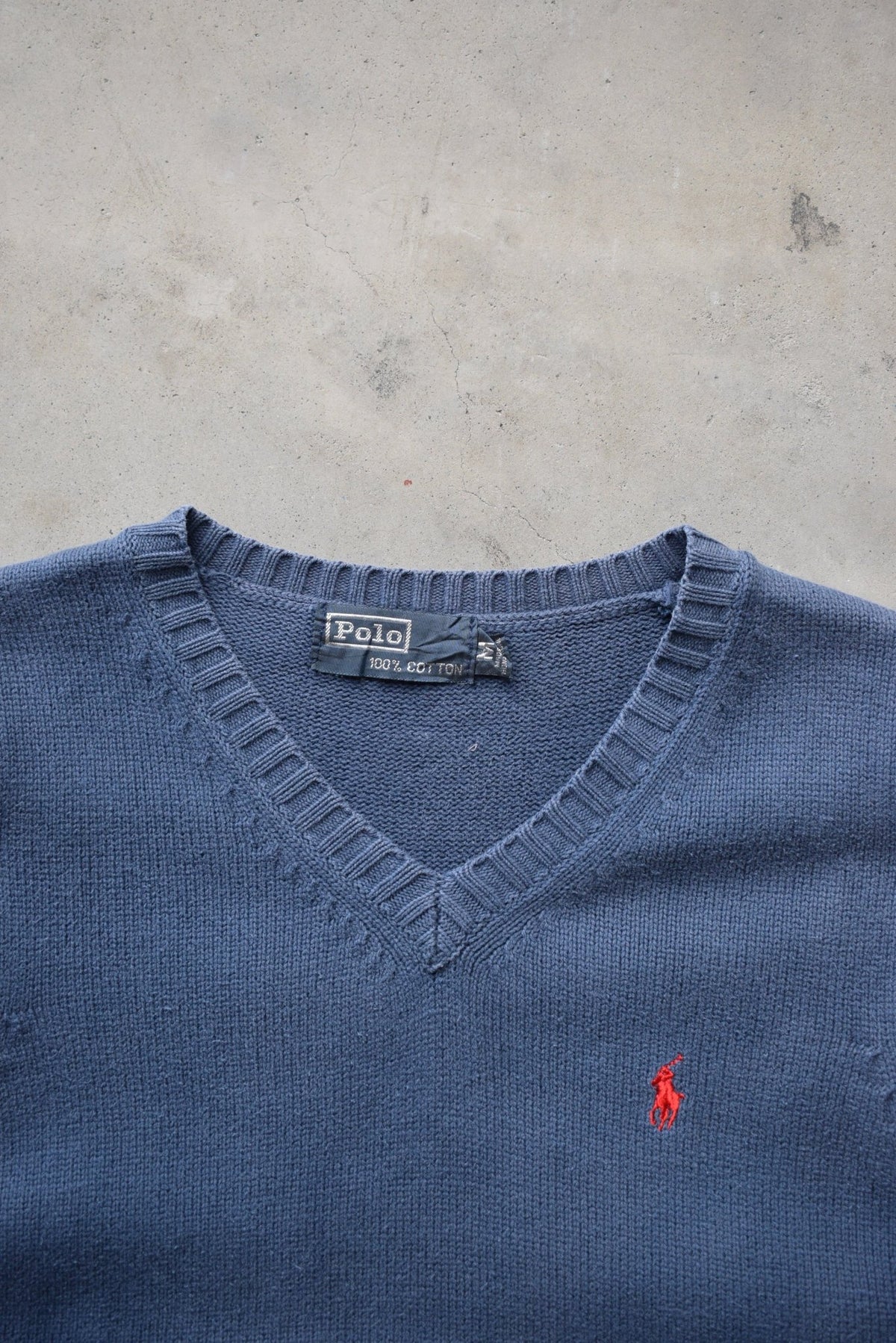 Polo Ralph Lauren Blue Embroidered Logo Knitted Vest — 1990s (S) - Retrospective Store