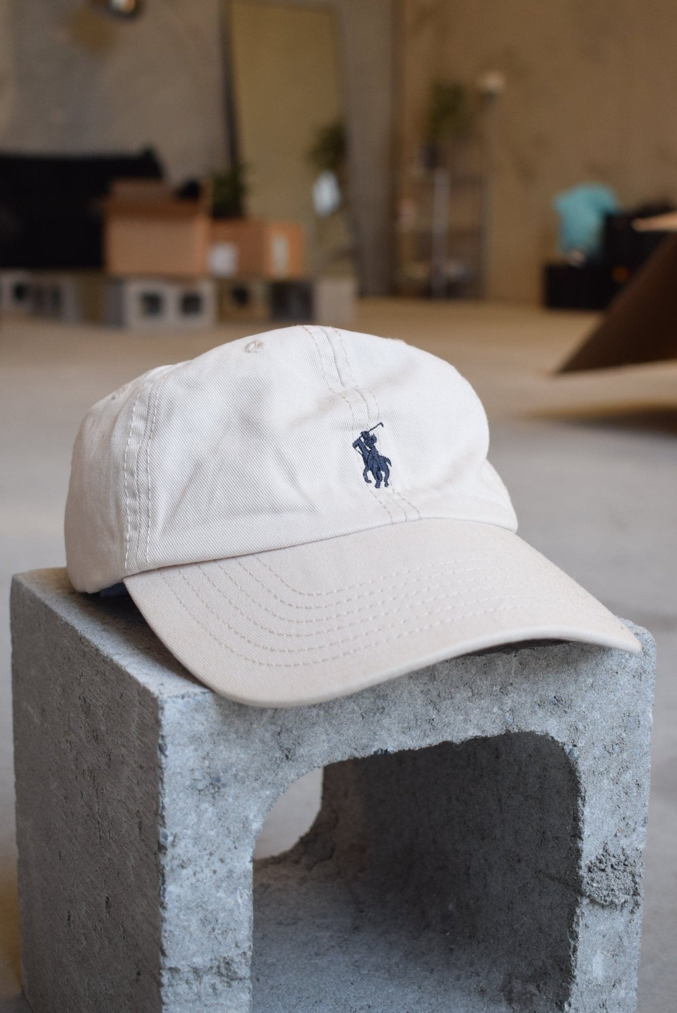 Polo Ralph Lauren Cream Embroidered Logo Hat — 1990s - Retrospective Store
