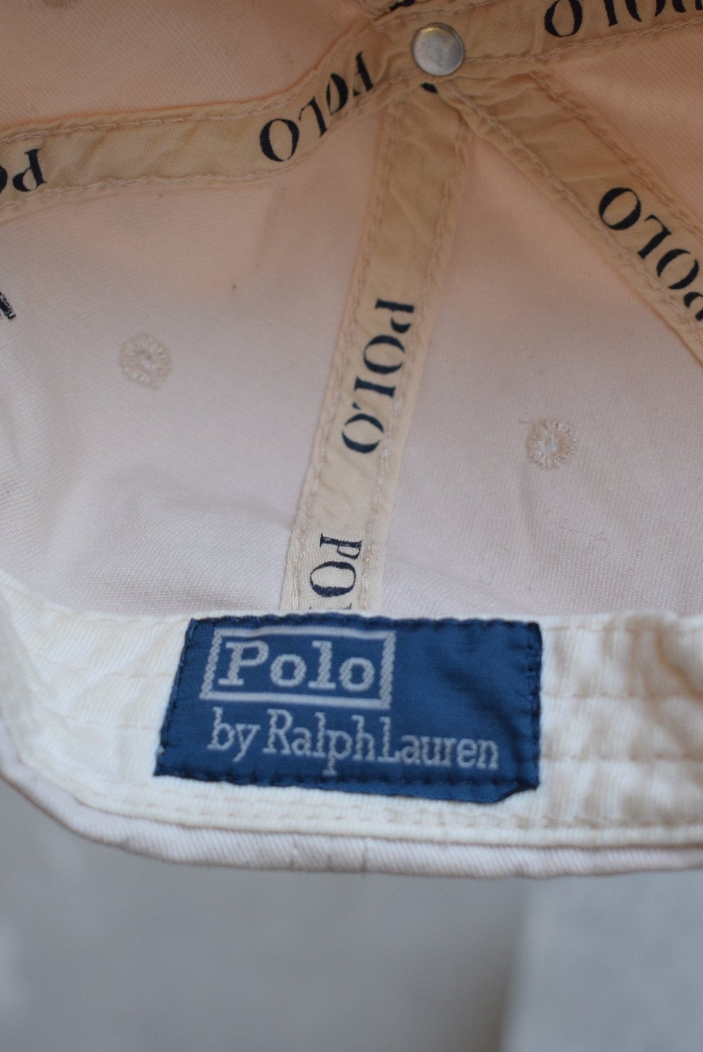 Polo Ralph Lauren Cream Embroidered Logo Hat — 1990s - Retrospective Store