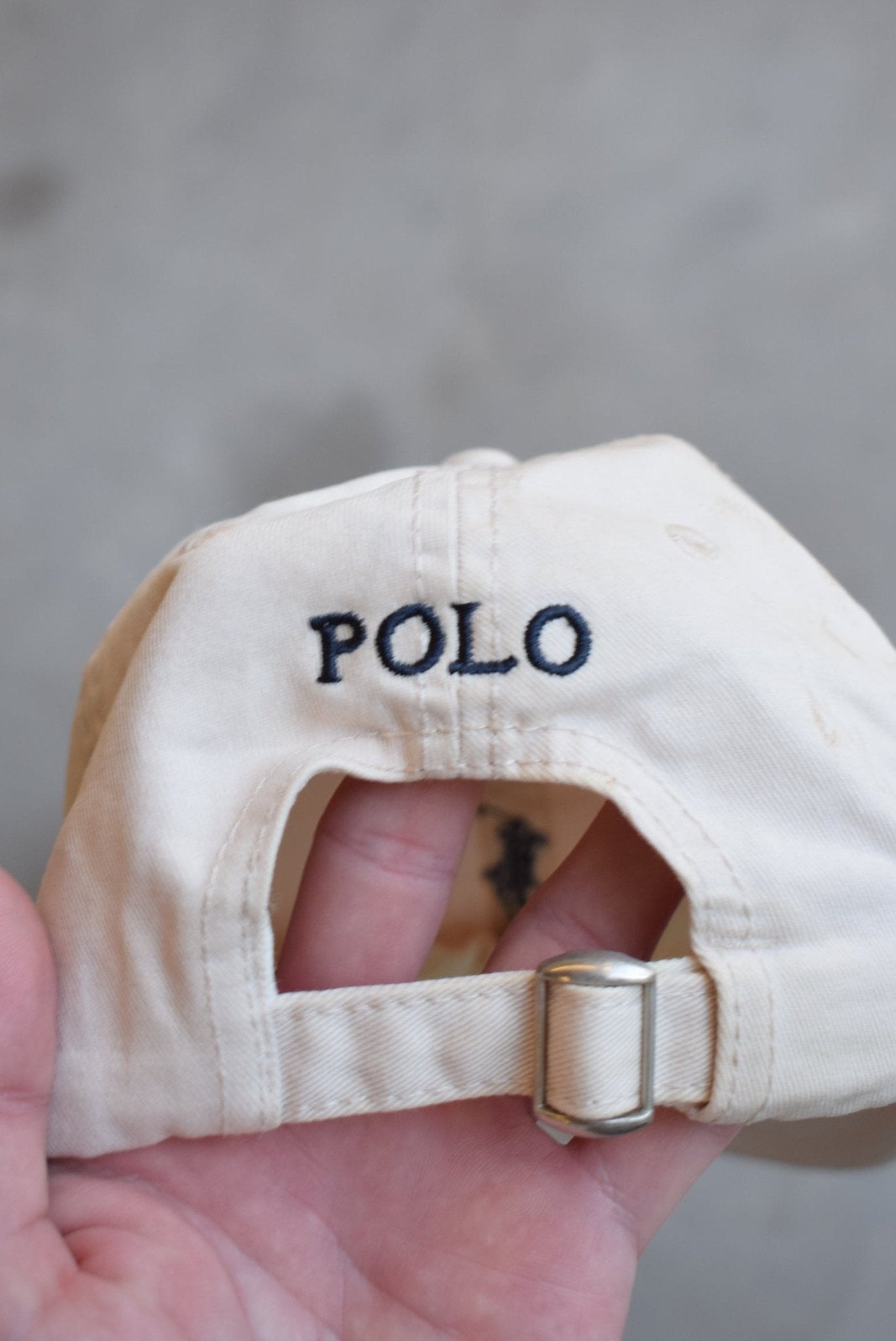 Polo Ralph Lauren Cream Embroidered Logo Hat — 1990s - Retrospective Store