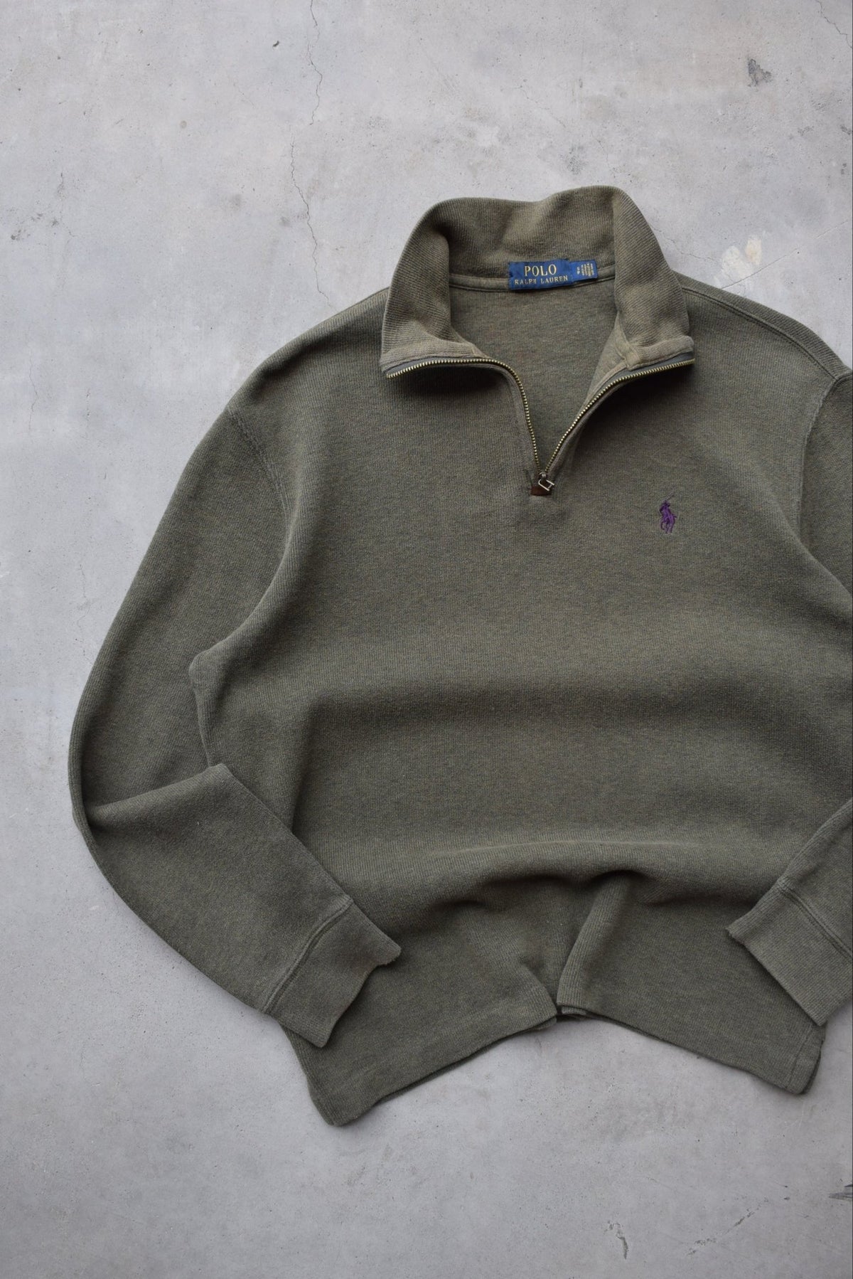 Polo Ralph Lauren Green Embroidered Logo Quarter Zip — 2000s (S/M) - Retrospective Store