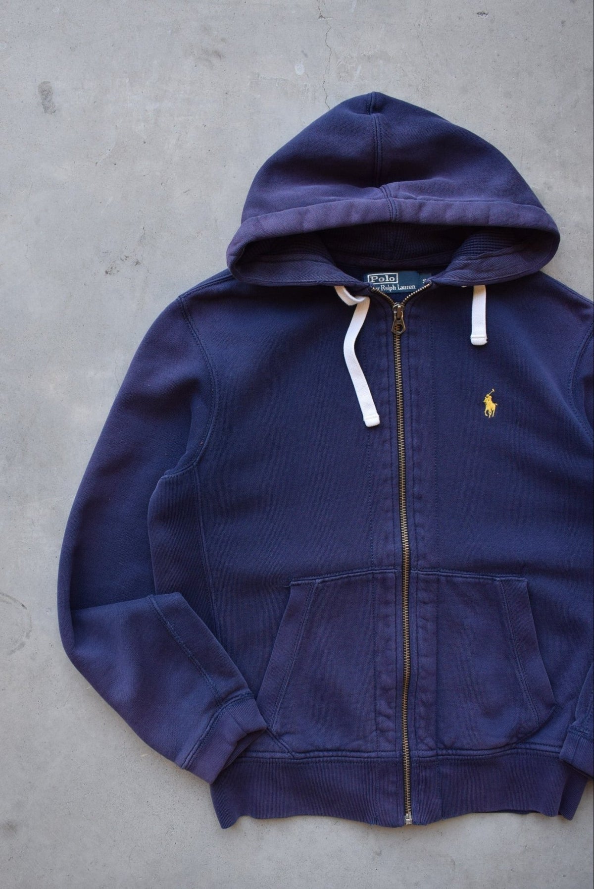Polo Ralph Lauren Navy Embroidered Logo Full-Zip Hoodie — 1990s (S) - Retrospective Store
