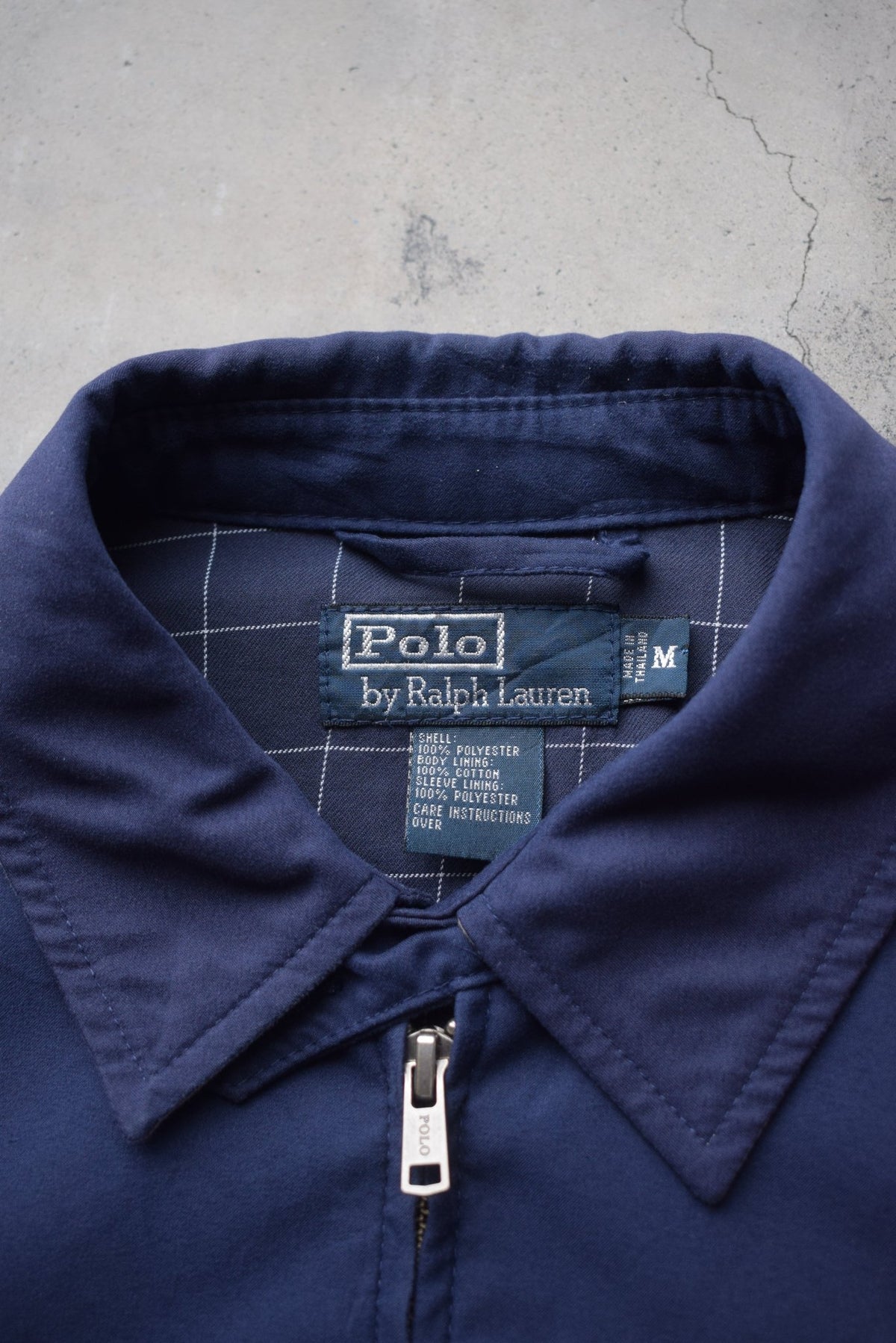 Polo Ralph Lauren Navy Embroidered Logo Harrington Jacket — 1990s (M/L) - Retrospective Store