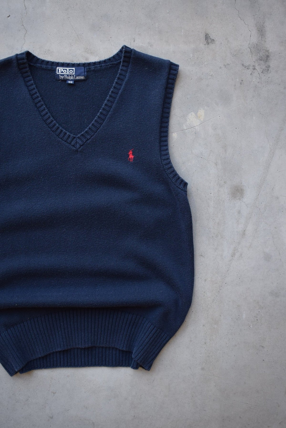 Polo Ralph Lauren Navy Embroidered Logo Knitted Vest — 1990s (S) - Retrospective Store