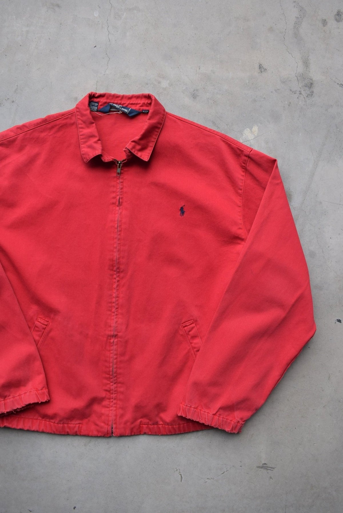 Polo Ralph Lauren Red Embroidered Logo Harrington Jacket — 1990s (XL) - Retrospective Store