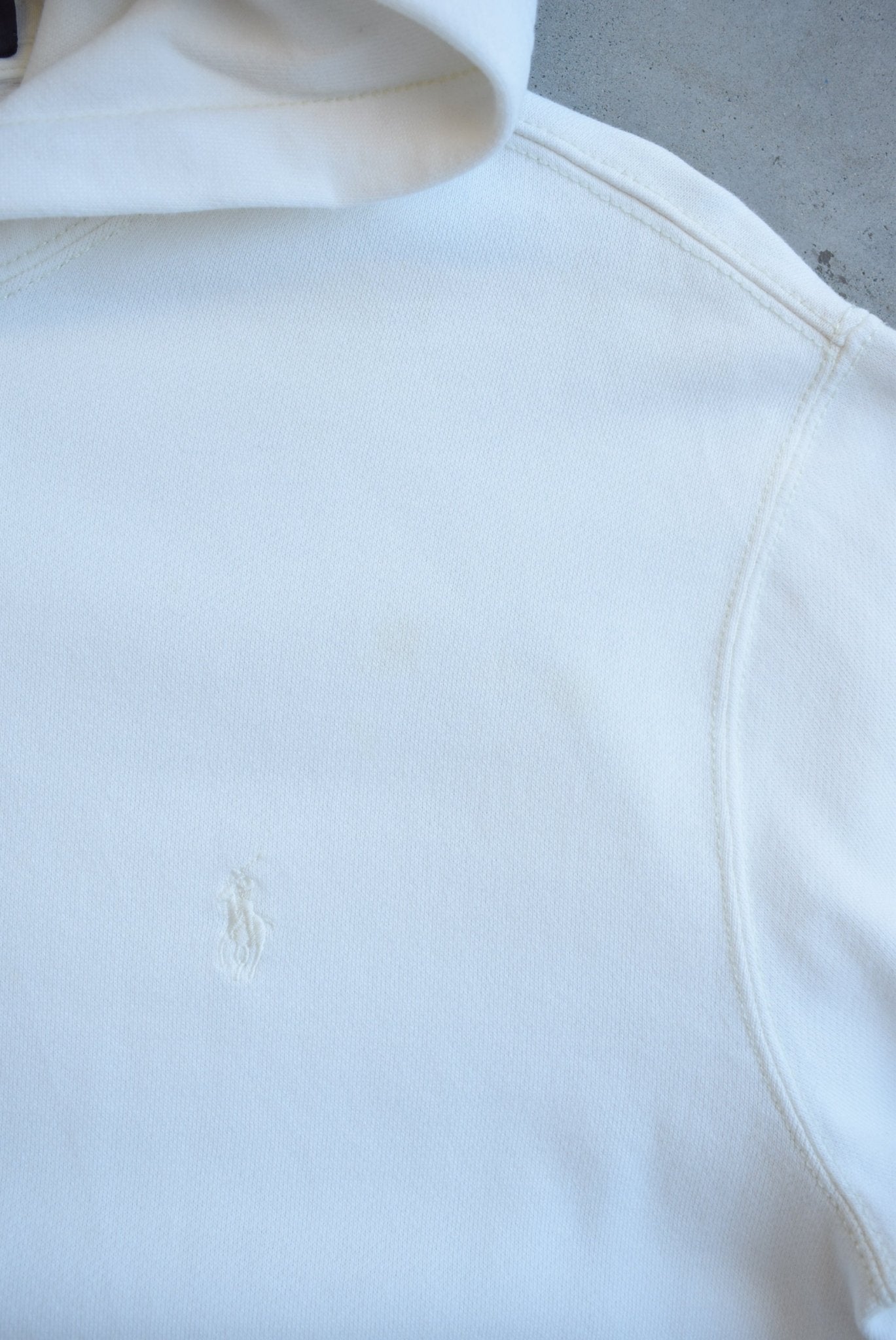 Polo Ralph Lauren White Embroidered Logo Hoodie — 2000s (M) - Retrospective Store