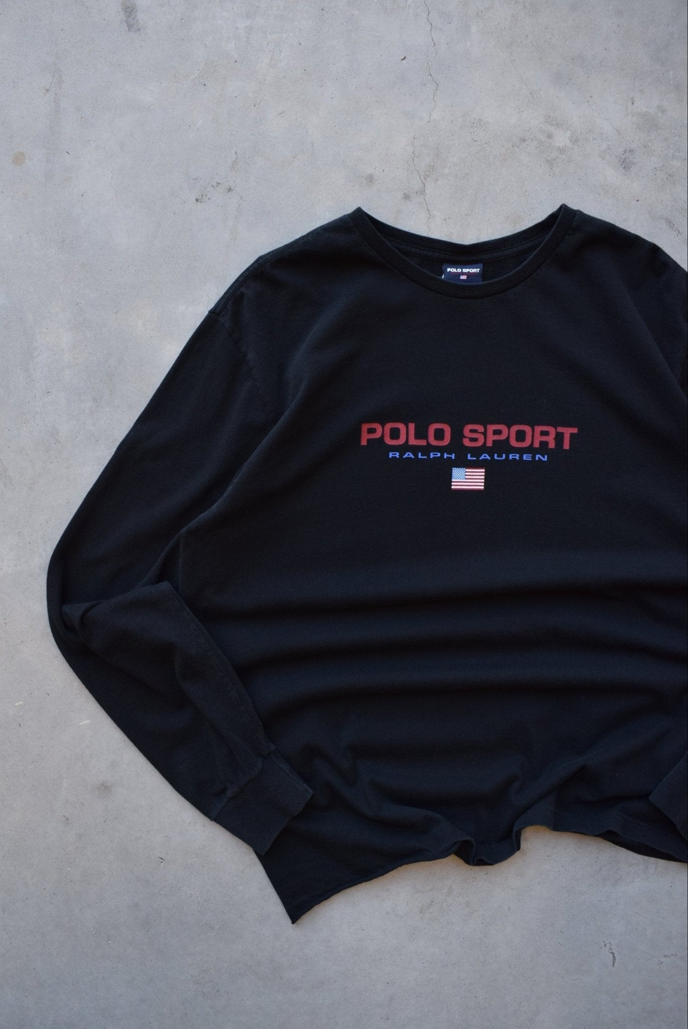 Polo Sport Ralph Lauren Black Long Sleeve Spellout Tee — 2000s (L) - Retrospective Store