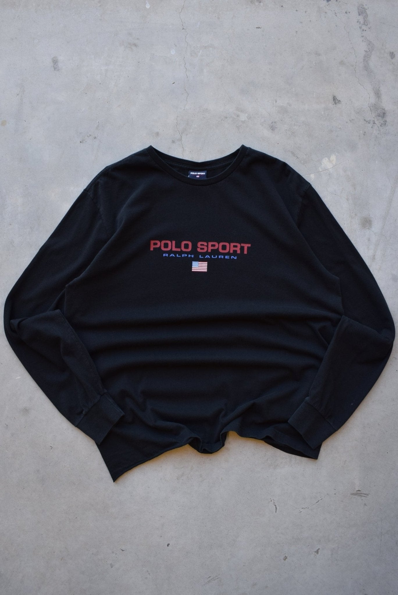 Polo Sport Ralph Lauren Black Long Sleeve Spellout Tee — 2000s (L) - Retrospective Store