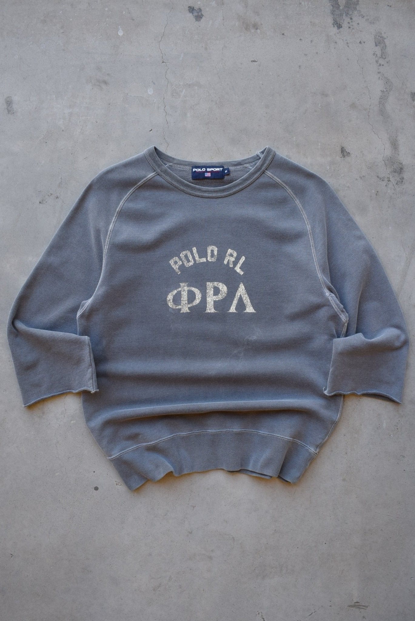 Polo Sport Ralph Lauren Grey Spellout 3/4 Sleeve Crewneck — 2000s (S/M) - Retrospective Store
