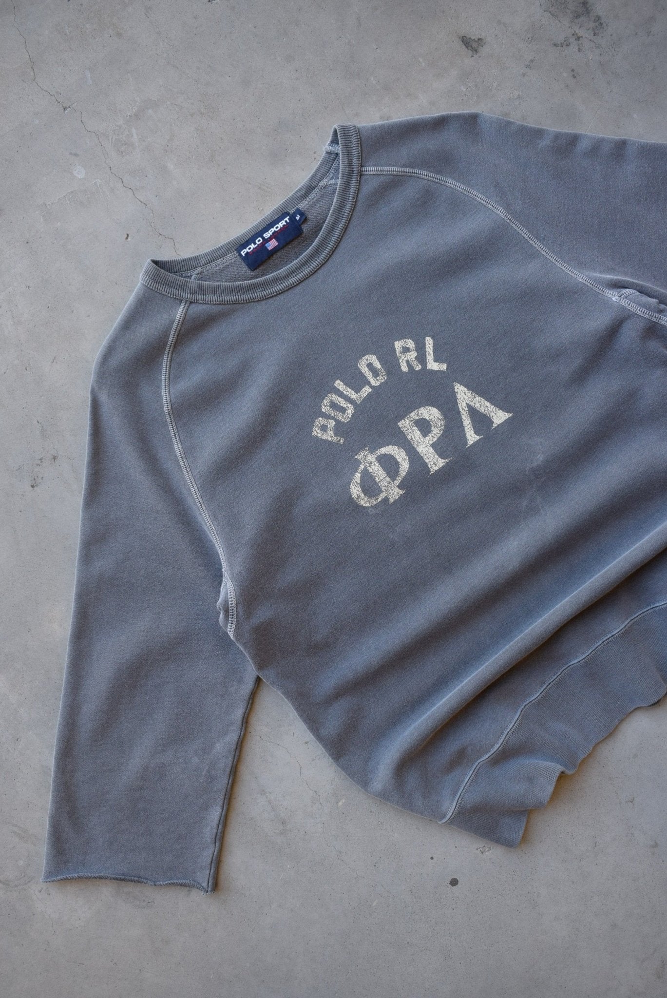 Polo Sport Ralph Lauren Grey Spellout 3/4 Sleeve Crewneck — 2000s (S/M) - Retrospective Store