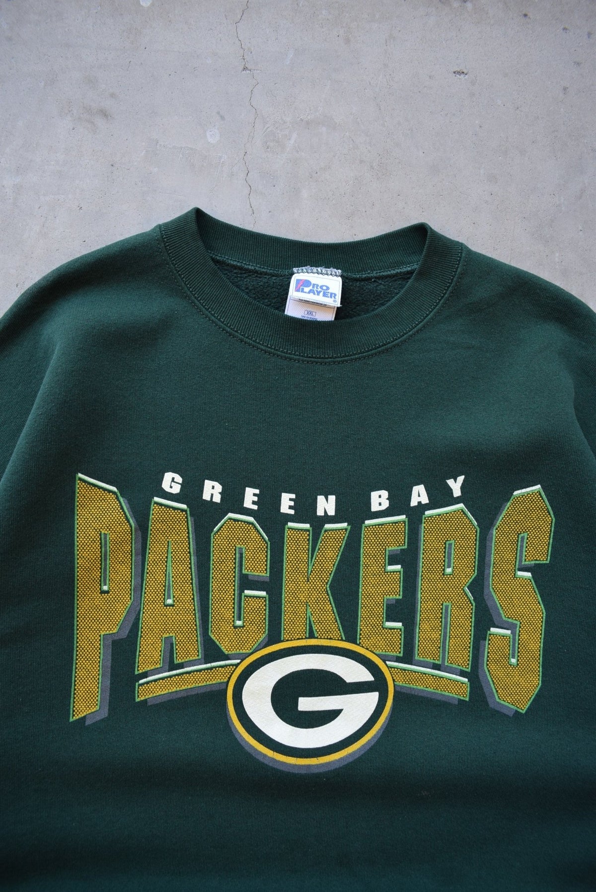 Pro-Player x NFL Green Bay Packers Green Graphic Crewneck — 1990s (XXL) - Retrospective Store